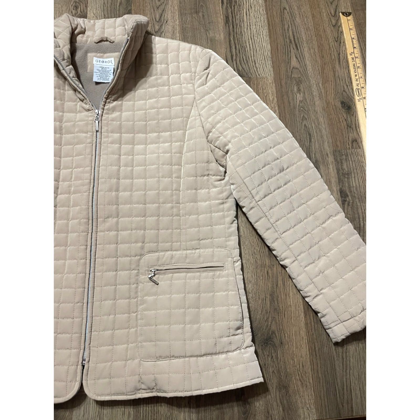 George George Jacket Women's Size Large 12/14 Tan Full Zip Zip Pockets Size L / US 10 / IT 46 - 4 Thumbnail