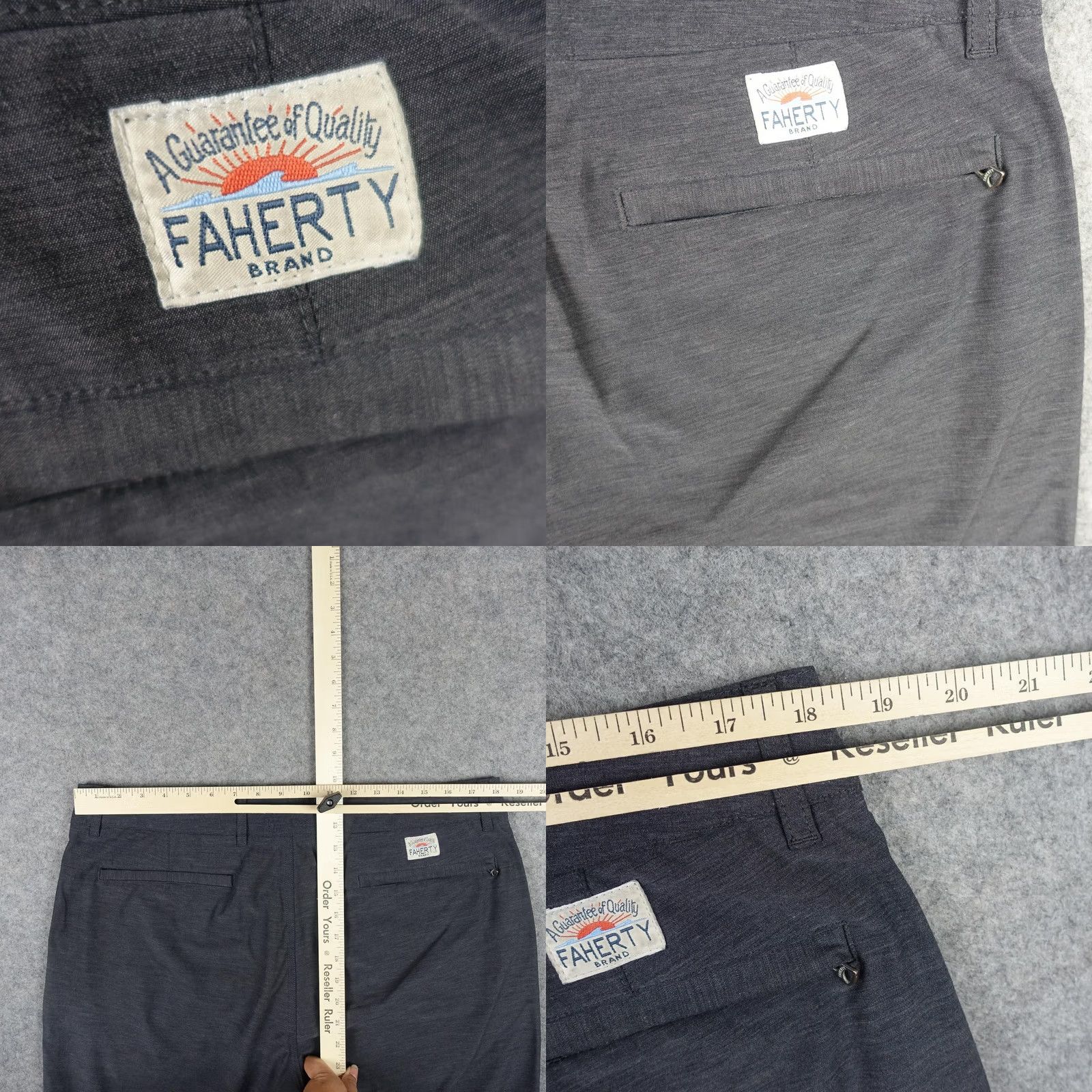 Faherty Faherty All Day Shorts Mens 35 Gray Chino Stretch Drawstring Comfort Casual Golf Size US 35 - 8 Thumbnail
