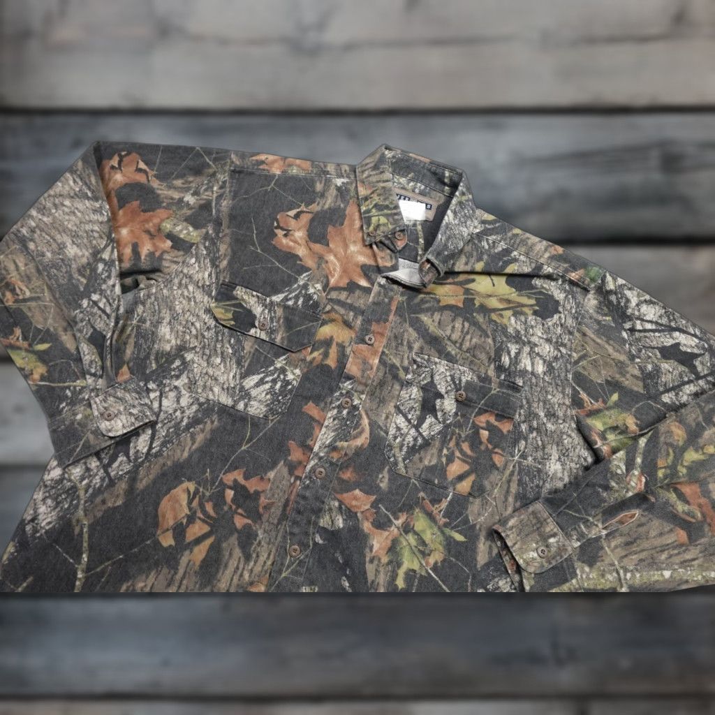 Jerzees VINTAGE Jerzees Camo Flannel Shirt Mens L Brown Mossy Oak Outdoor Button-Up Size US L / EU 52-54 / 3 - 1 Thumbnail