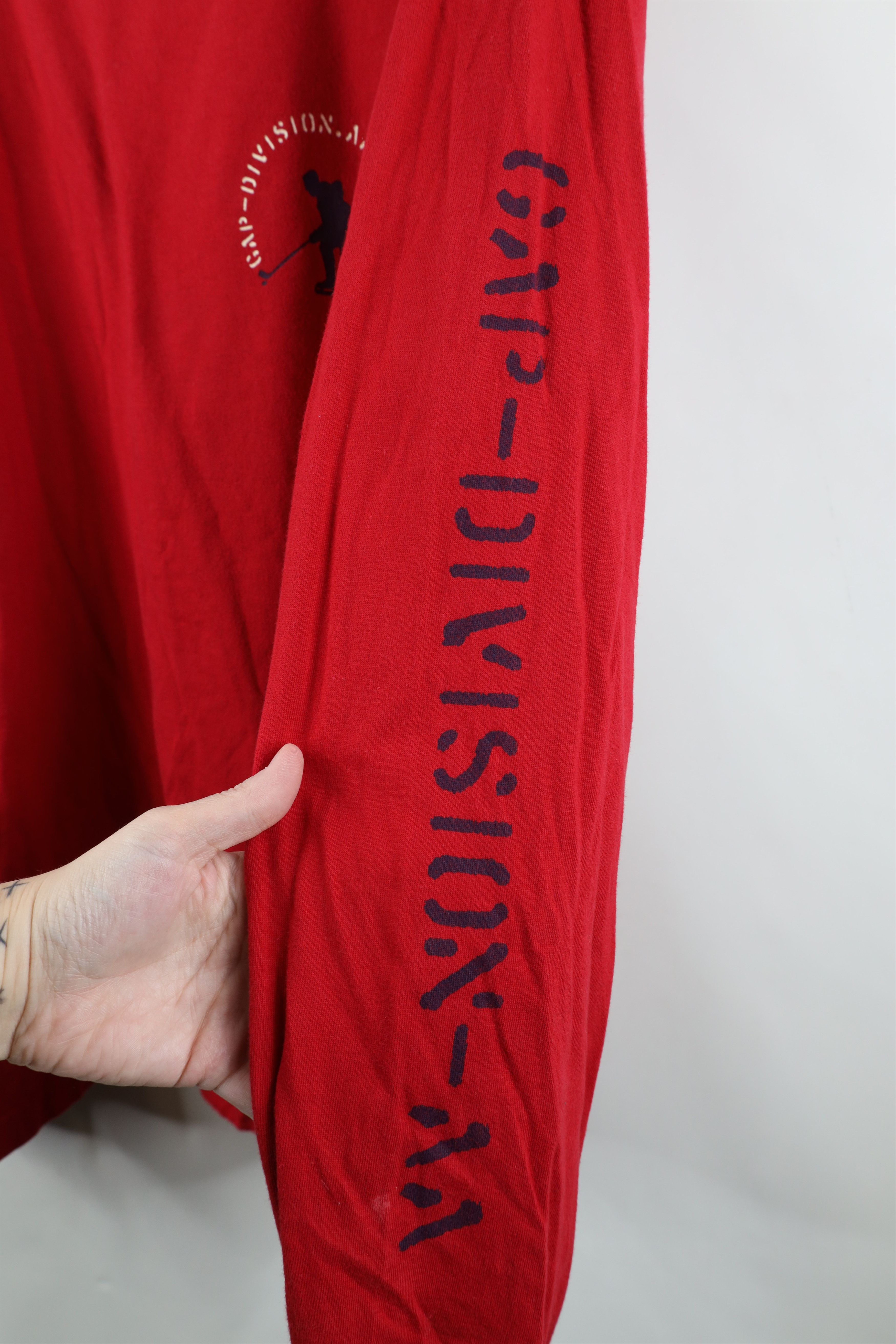 Gap Vintage Gap Spell Out Hockey Long Sleeve T-Shirt Red Cotton Size US L / EU 52-54 / 3 - 5 Thumbnail