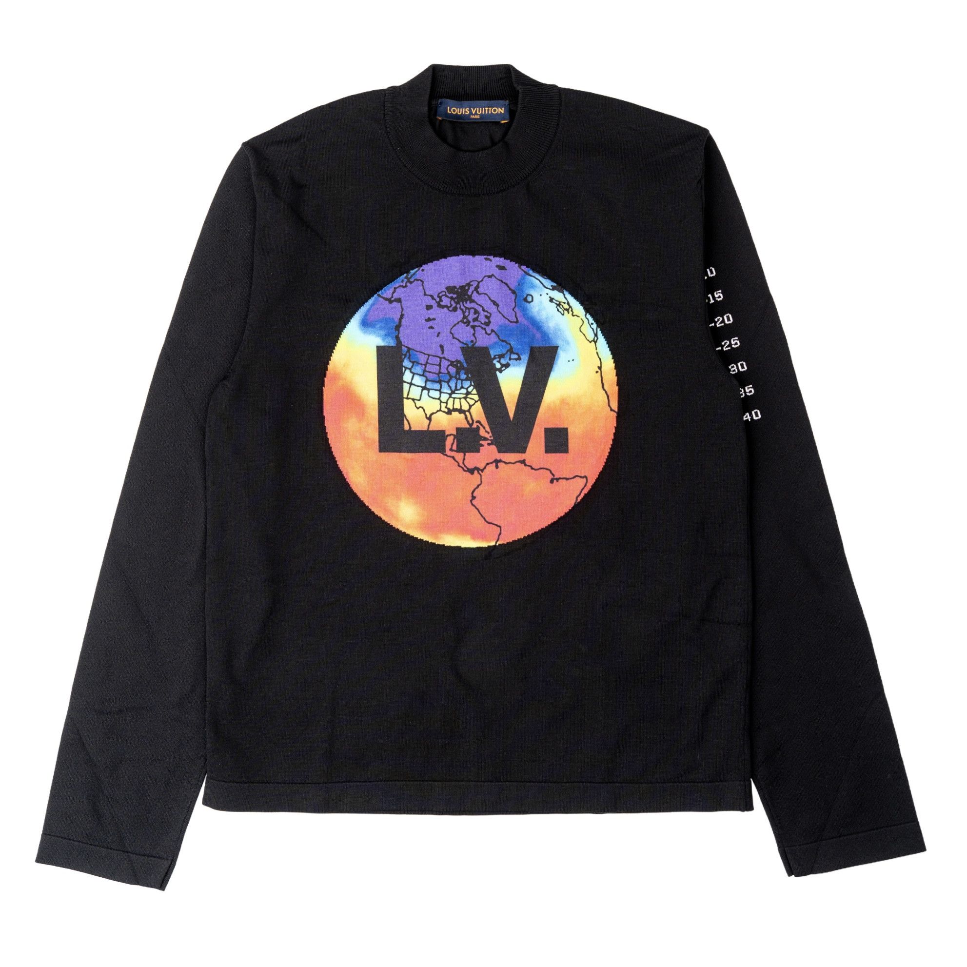 Louis Vuitton Printed Intarsia Globe Mock Neck Sweater Black Size US XL / EU 56 / 4 - 1 Thumbnail