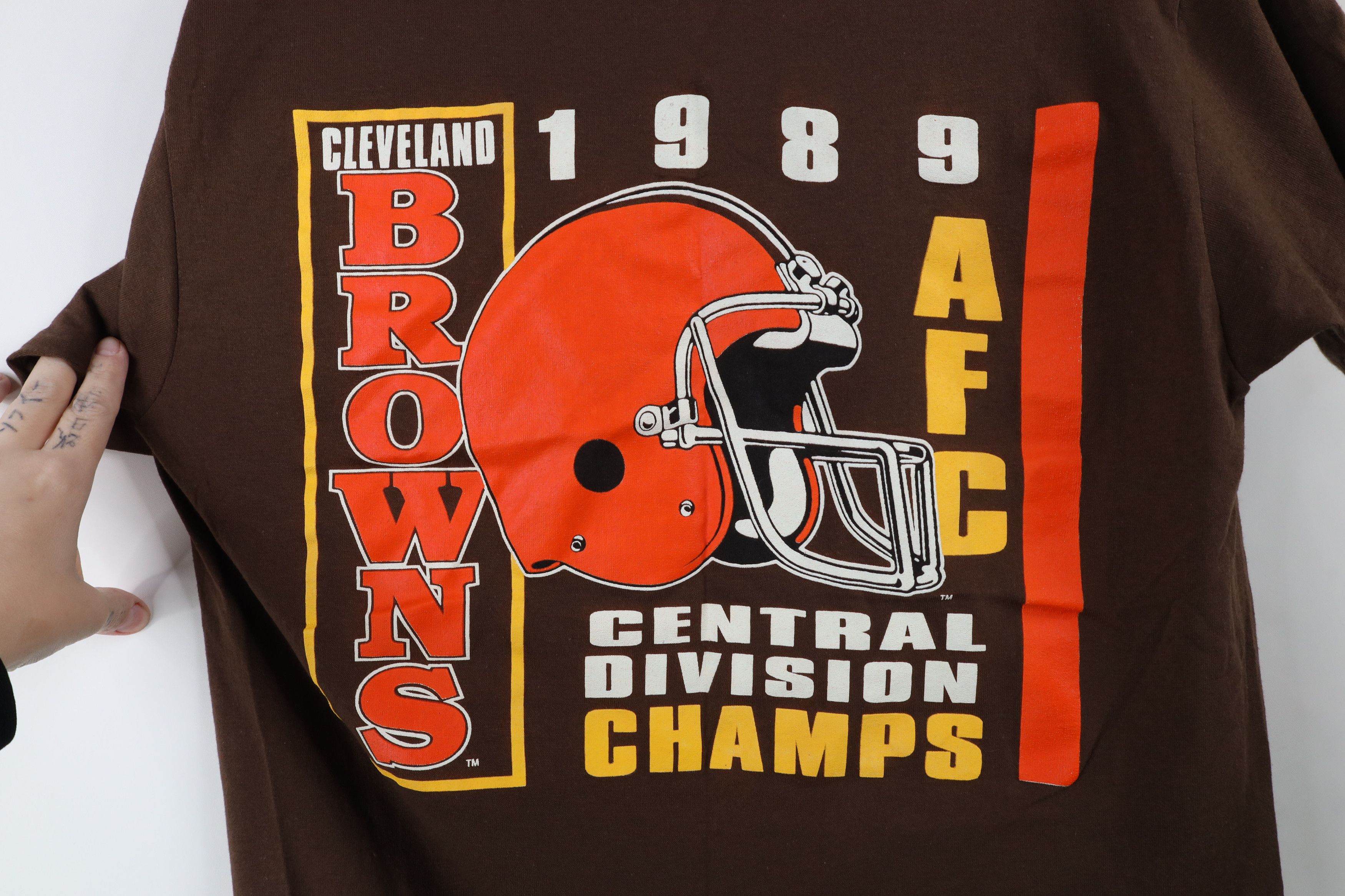 Vintage Vintage 80s Division Champs Cleveland Browns T-Shirt USA Size US L / EU 52-54 / 3 - 4 Thumbnail