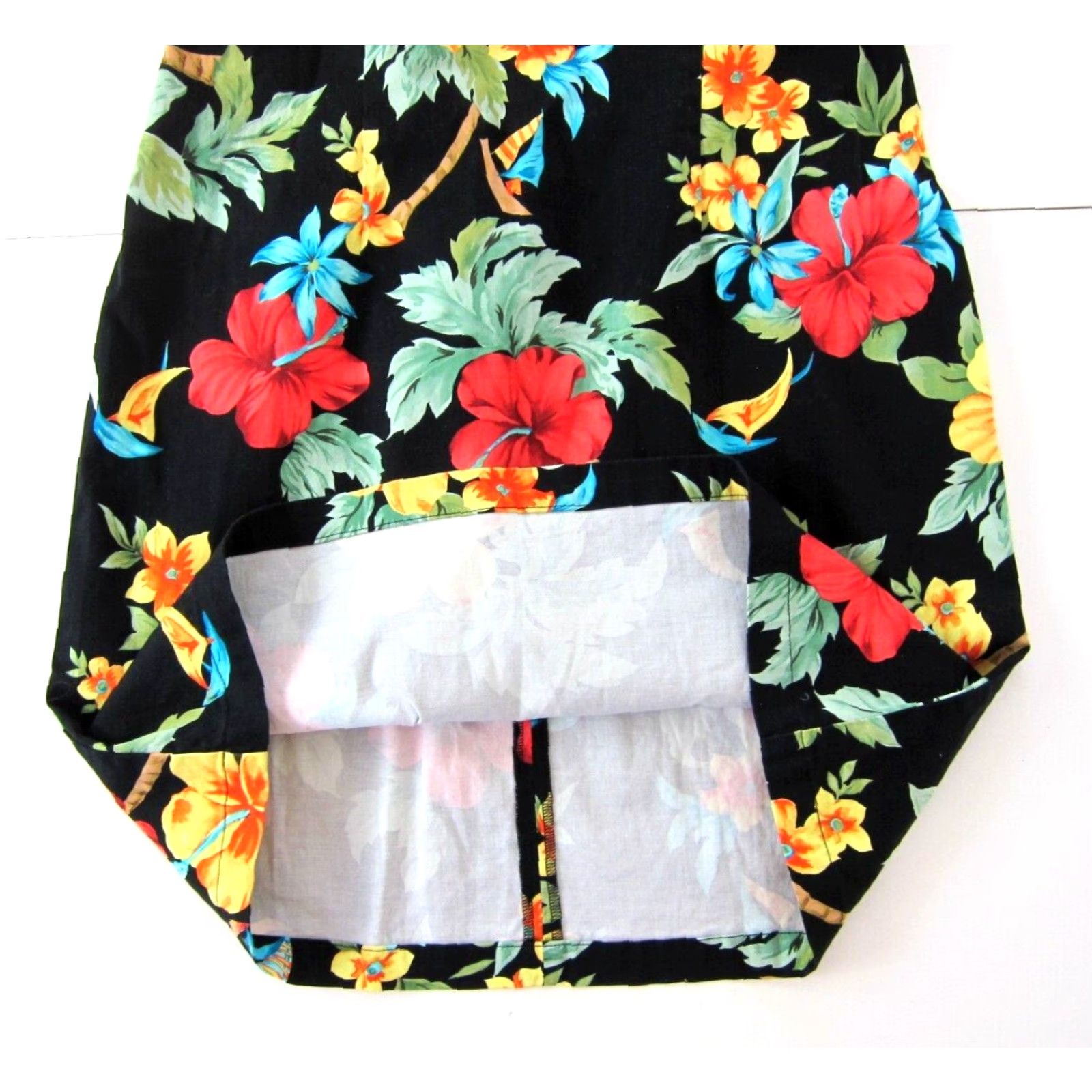 Pinko VINTAGE Caribbean Joe Cotton Stretch Black Yellow Pink Floral Hawaiian Tank Dress PXL Size XL / US 12-14 / IT 48-50 - 7 Thumbnail