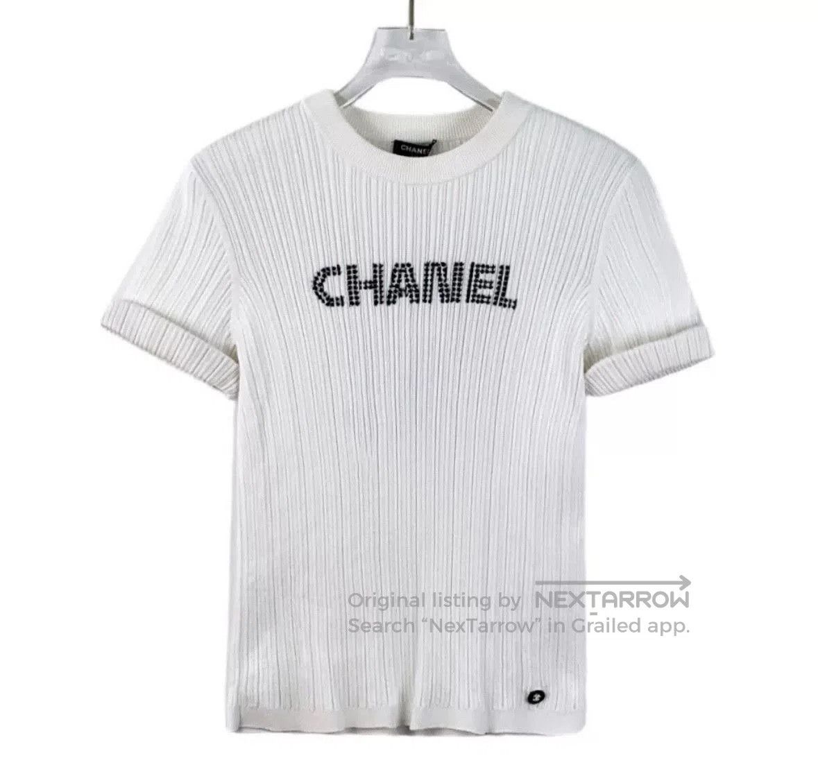 Chanel Chanel White Knit Short Sleeve Top. Size M / US 6-8 / IT 42-44 - 1 Thumbnail