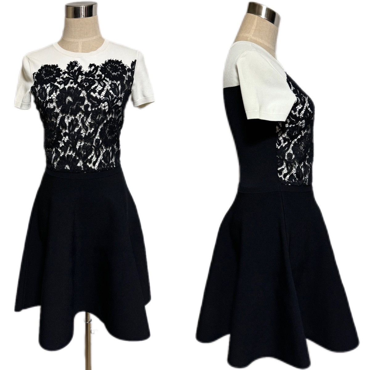 Valentino l Valentino floral lace short sleeve stretch dress black Size S / US 4 / IT 40 - 10 Thumbnail