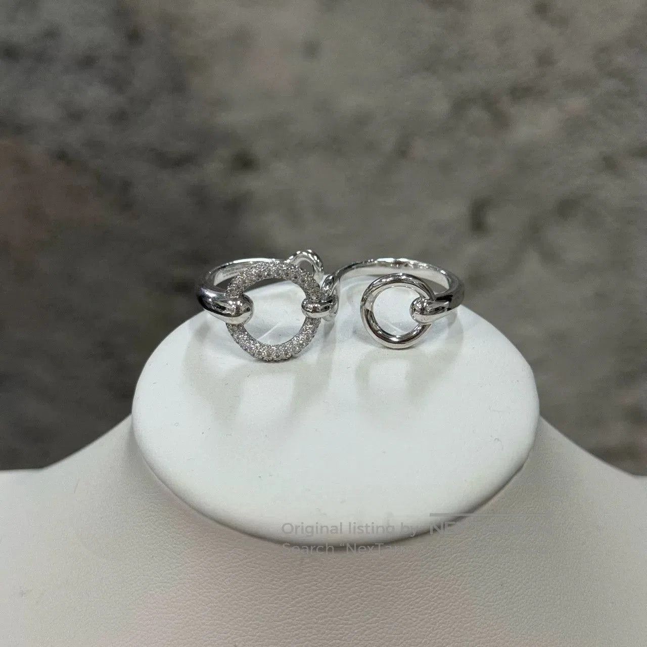 Hermes Hermes Double Light White Gold Ring. Size ONE SIZE - 1 Thumbnail