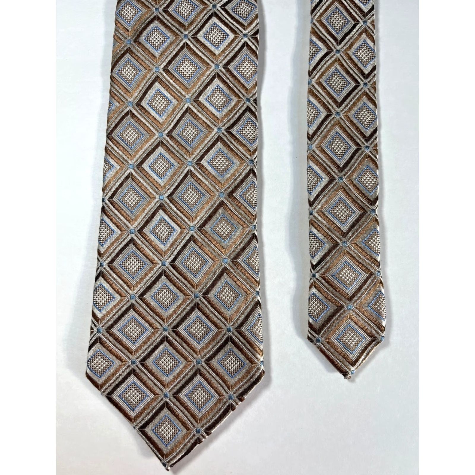Ermenegildo Zegna Ermenegildo Zegna Men's Tie Geometric Woven Silk Made in Italy - Multicolor, Long Wide 60.5" 3 7/8" Pre-owned Luxury Designer Men’s Silk Necktie Size ONE SIZE - 5 Thumbnail