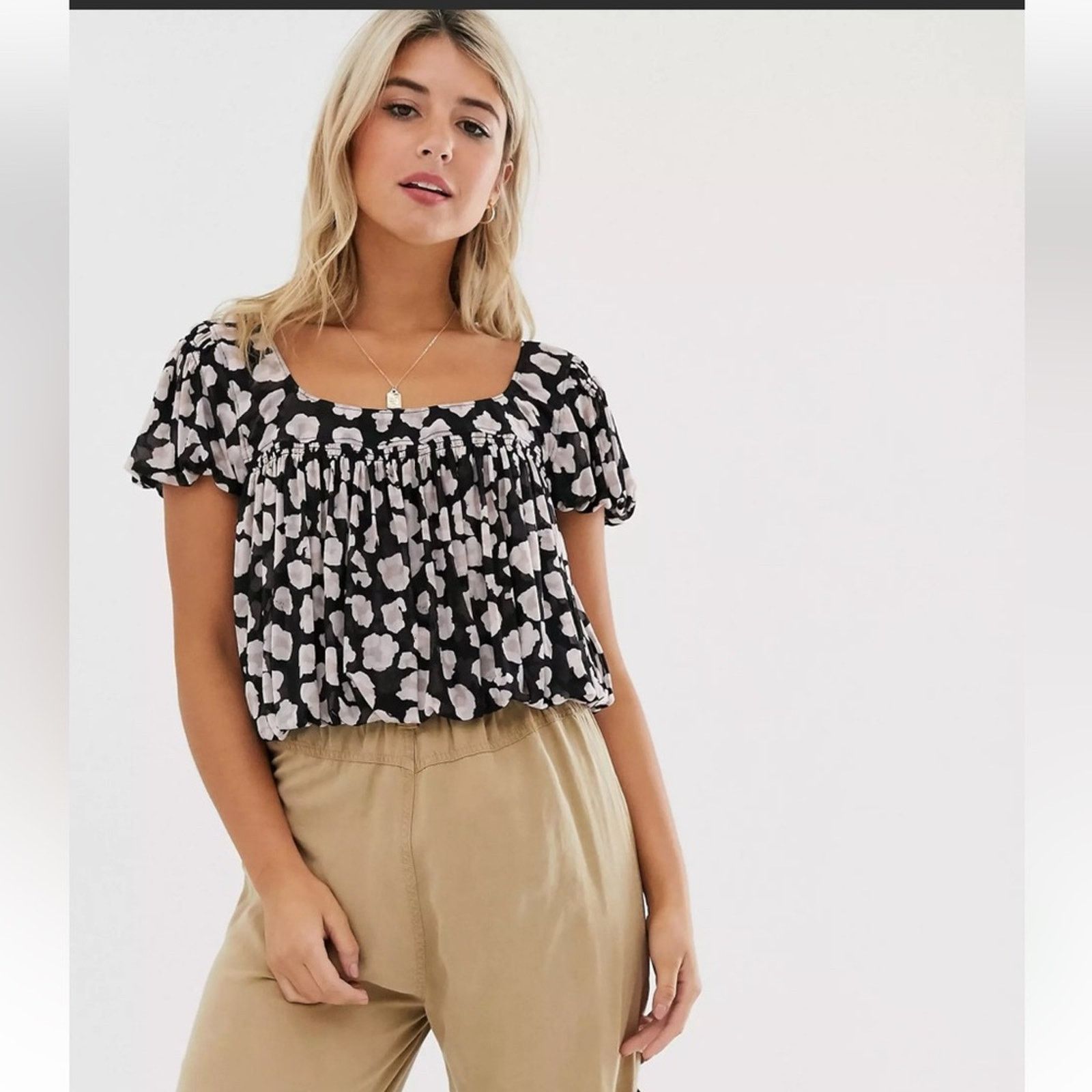 Free People Free People Mesh Animal Print Crop Top, EUC, Size XS Size XS / US 0-2 / IT 36-38 - 3 Thumbnail