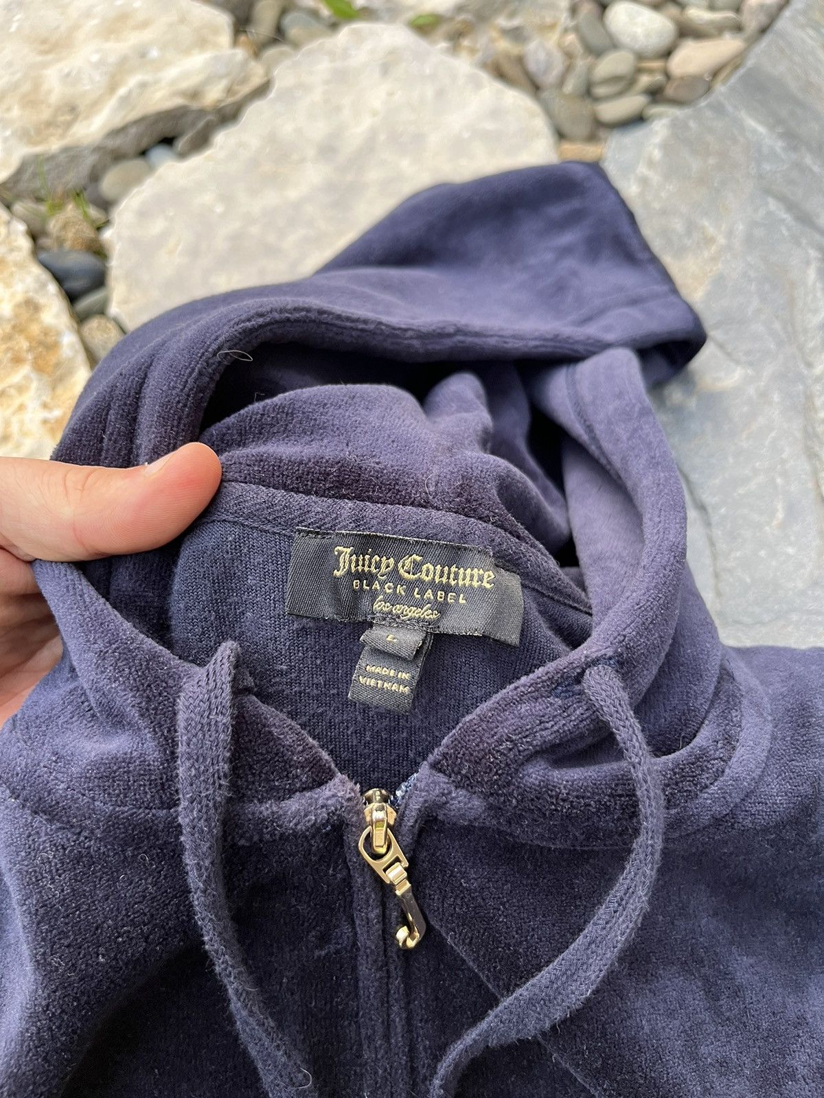 Juicy Couture × Vintage Vintage Juicy Couture y2k velvet black label zip hoodie gold Size L / US 10 / IT 46 - 12 Thumbnail