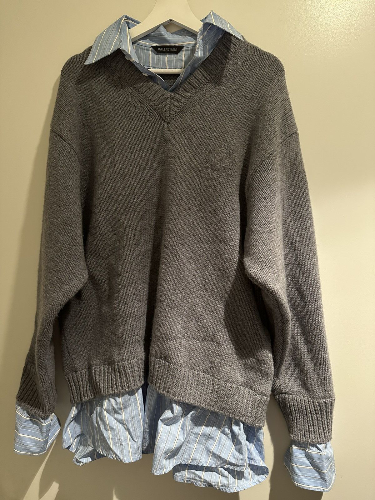 Balenciaga BALENCIAGA LAYERED WOOL SWEATER SHIRT – SIZE M - OVERSIZED Size US M / EU 48-50 / 2 - 1 Thumbnail