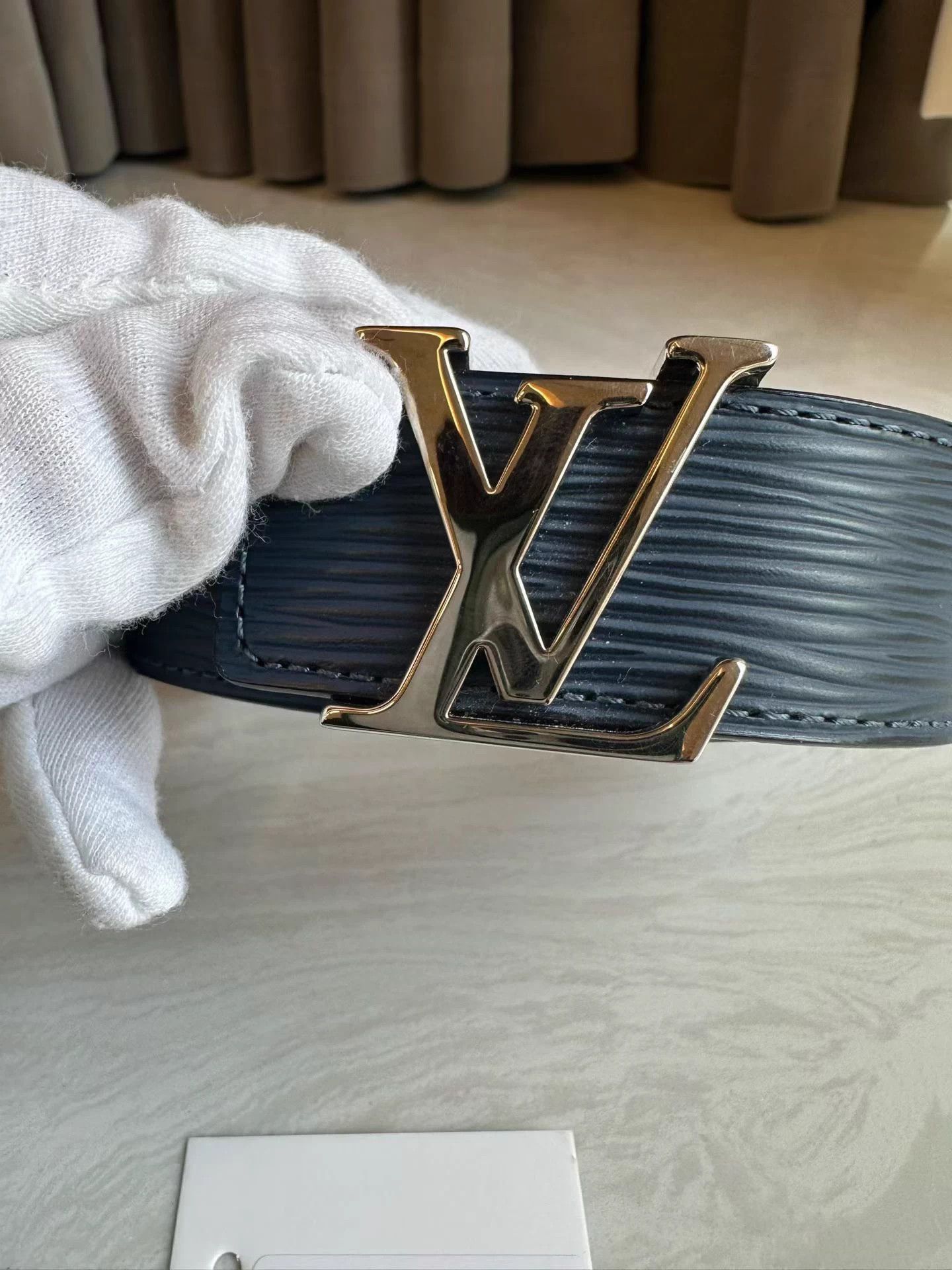 Louis Vuitton LV Initiales Wavy Leather Belt 85/34 3cm Size ONE SIZE - 3 Thumbnail