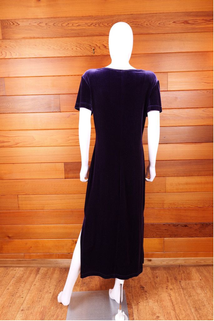 Vintage 90’s Purple Velvet Body Con Long Maxi Dress Size M / US 6-8 / IT 42-44 - 6 Thumbnail