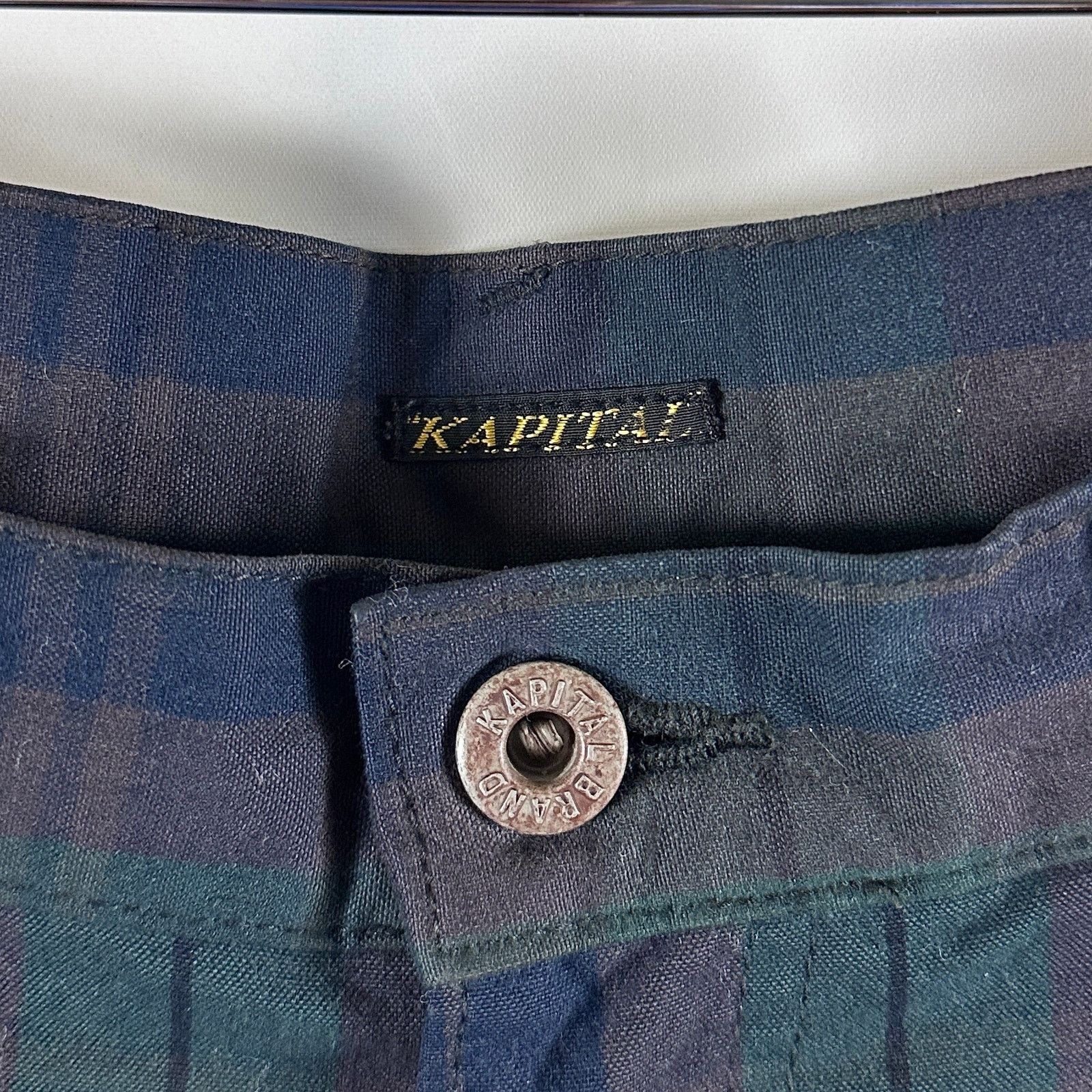 Kapital Green Plaid Buckle Back Pants Size US 33 - 3 Thumbnail
