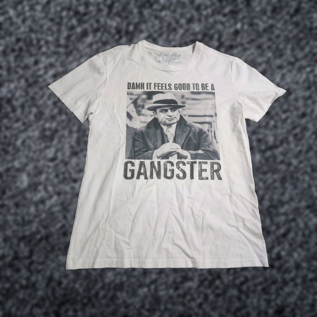 Vintage Vintage Cartel Men's S T-Shirt Al Capone Gangster Rhinestone Distressed Cotton White Streetwear Size US S / EU 44-46 / 1 - 1 Thumbnail