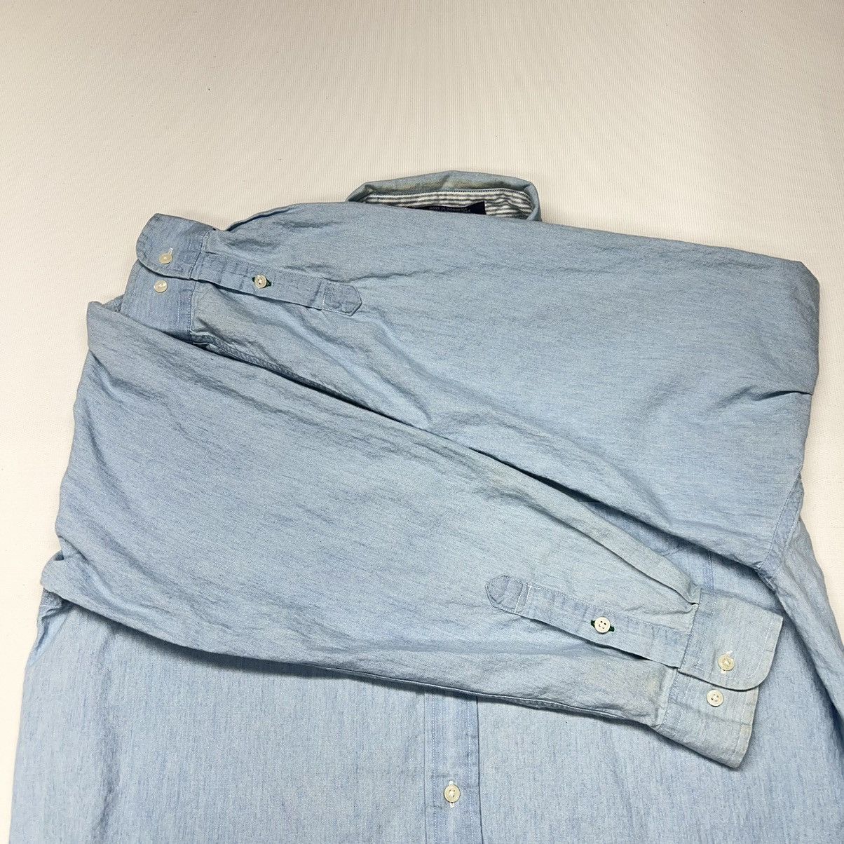 Tommy Hilfiger × Vintage VTG Tommy Hilfiger Button Down Shirt Blue Long Sleeve Faded Size US L / EU 52-54 / 3 - 9 Thumbnail