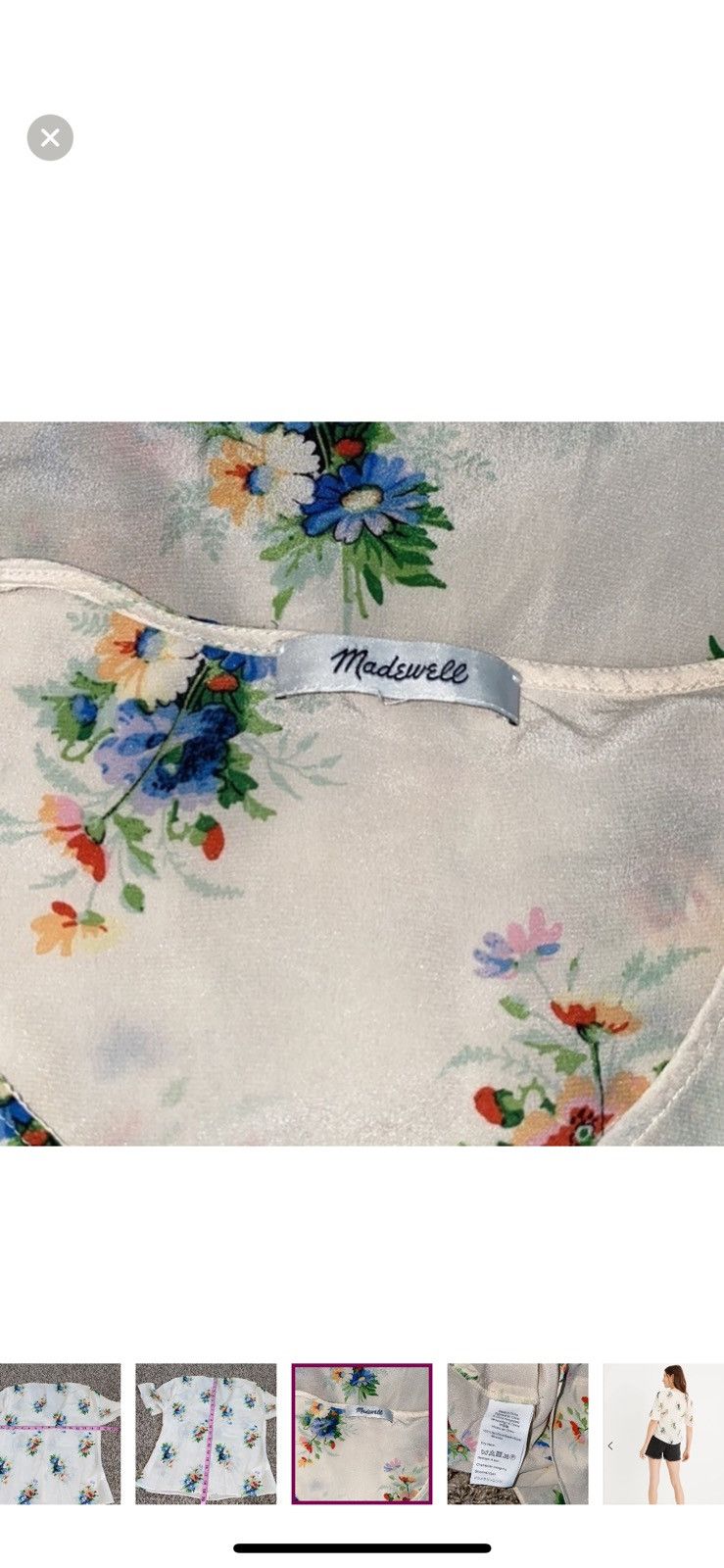 Madewell Madewell silk shirred front top in classic corsage Size XXS / US 00 / IT 34 - 6 Thumbnail