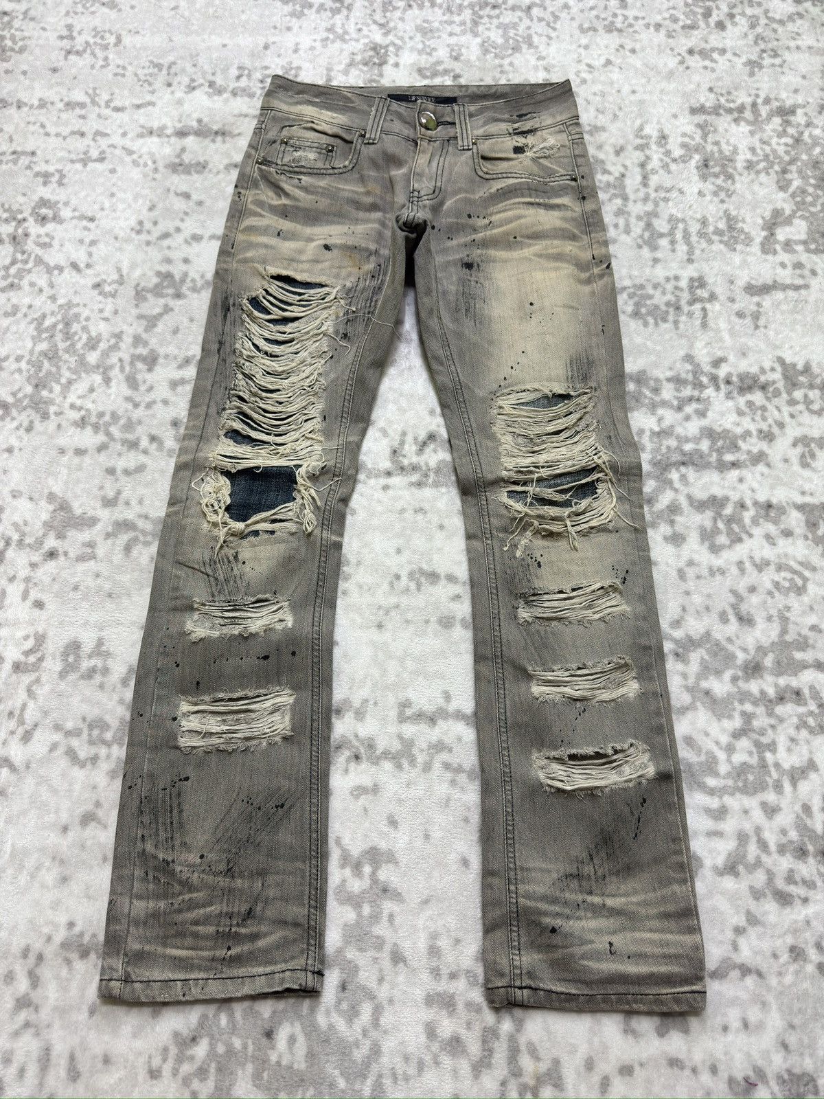 Hysteric Glamour Lip Service Distressed Thrashed Denim Y2K Slim Fit Jeans Size US 27 - 1 Thumbnail