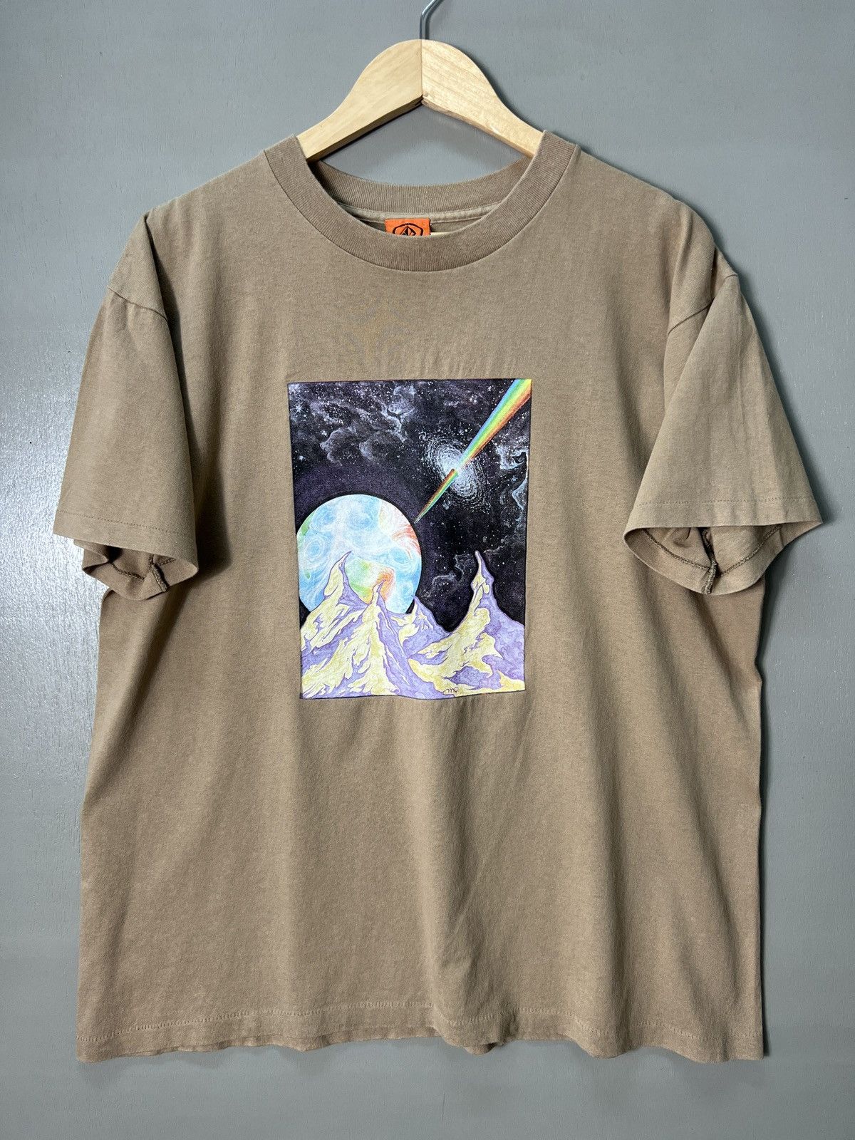 image of Vintage 1995 Volcom X Mike Parillo Tee Single Stitch M21 in Brown, Men's (Size Large)