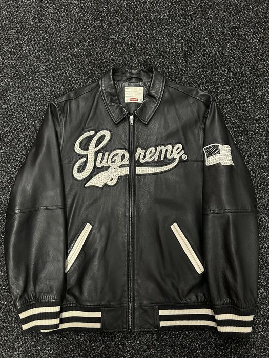 supreme uptown studded leather jacket