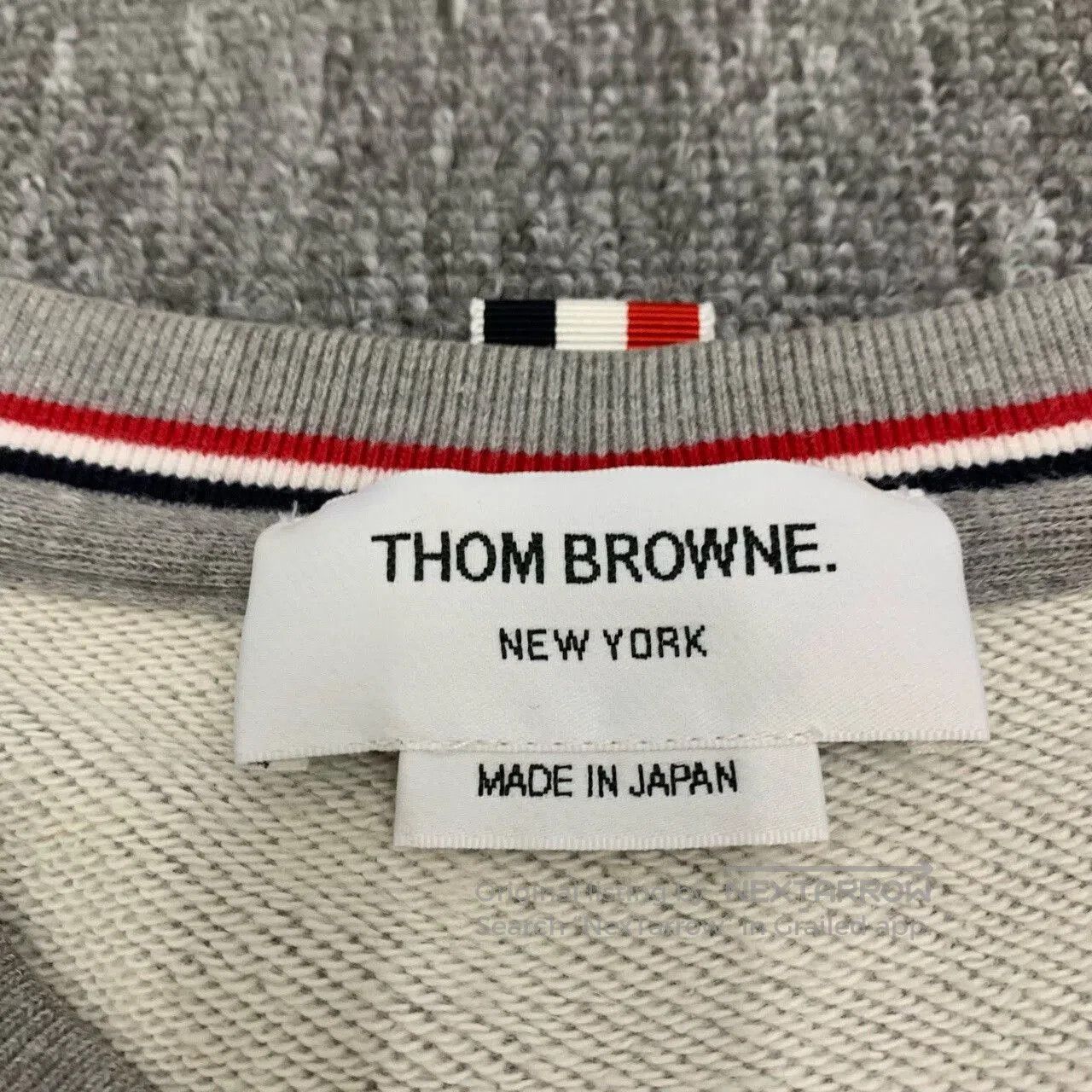 thom browne grey striped sweatshirt for men.