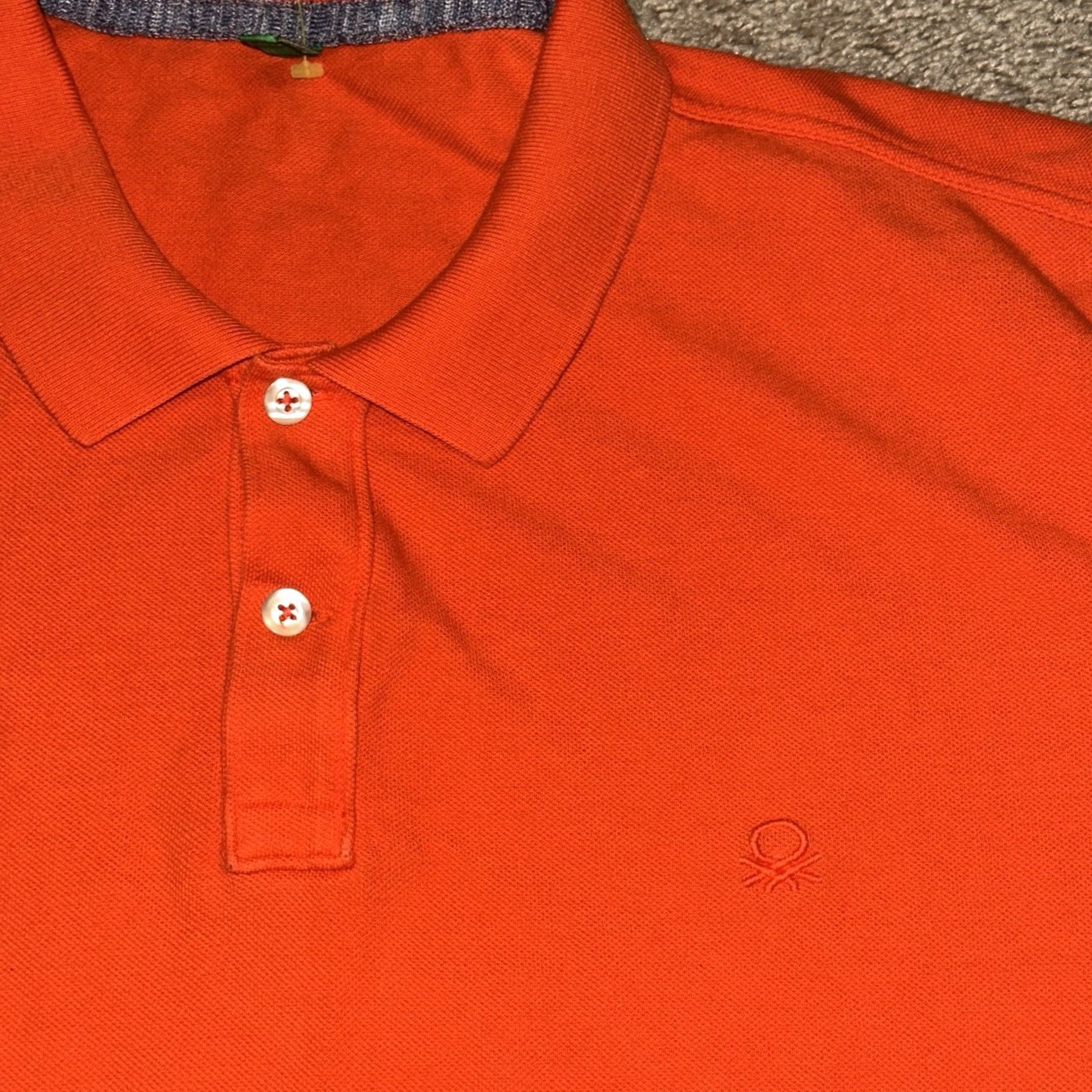 United Colors Of Benetton United Colors of Benetton Polo Shirt Mens 2XL Orange Solid Knit Cotton Golf Casual Preppy Size US XXL / EU 58 / 5 - 3 Thumbnail