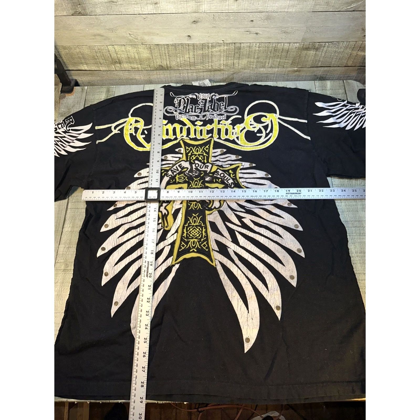 Vintage VINTAGE Blac Label Premium Graphic Tee Save Our Souls Cross Wings Studded Y2K 3XL Men Tee Shirt Black Mens 3XL Graphic Tee Size US XXL / EU 58 / 5 - 4 Thumbnail
