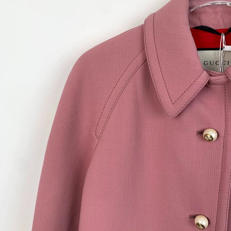 Gucci Gucci Size 38 Pink wool lapel pearl buckle coat coat size Size US XS / EU 42 / 0 - 3 Thumbnail