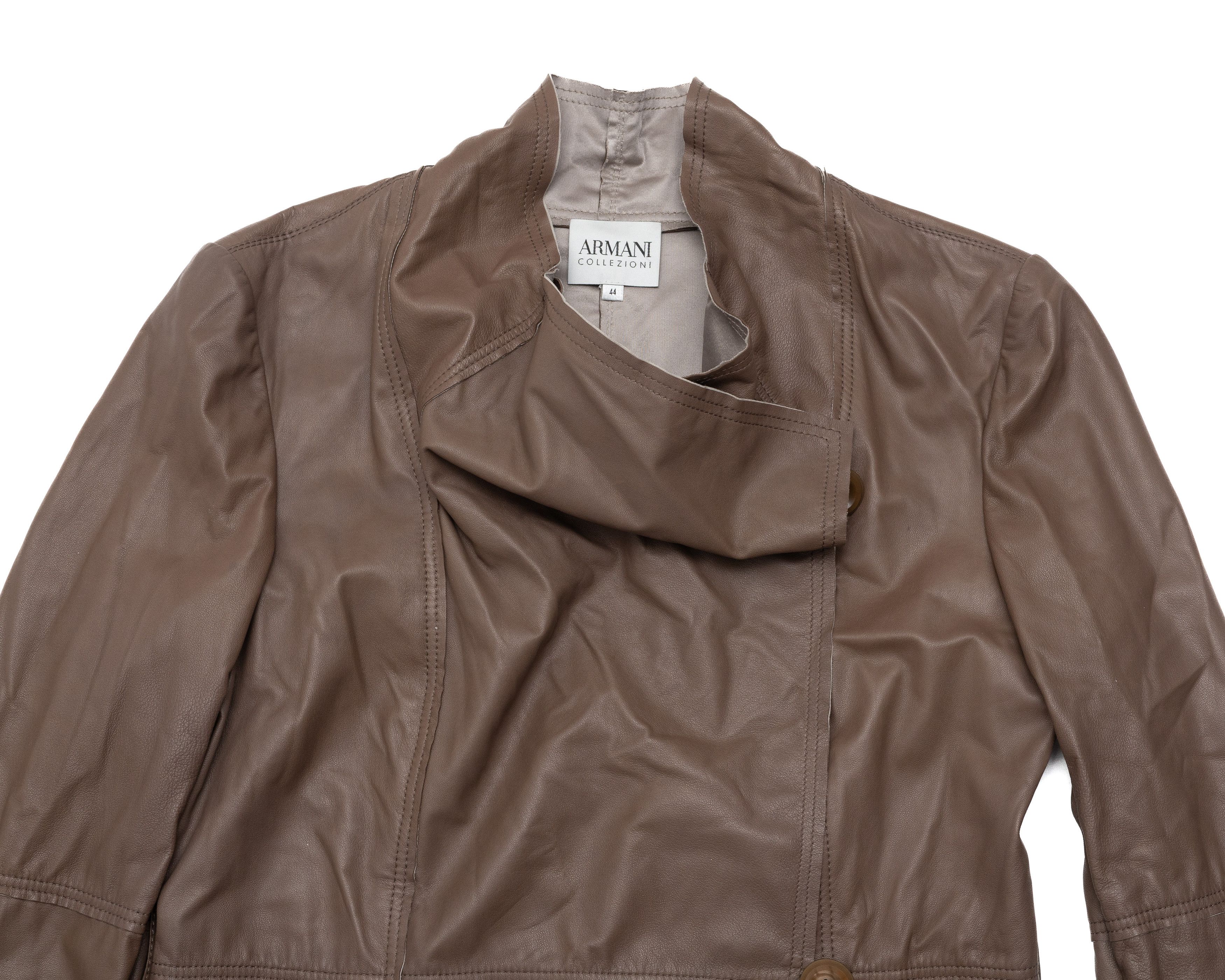 Armani Collezioni Rare ARMANI COLLEZIONI SS 2008 Leather Asymmetric Coat Size S / US 4 / IT 40 - 2 Thumbnail
