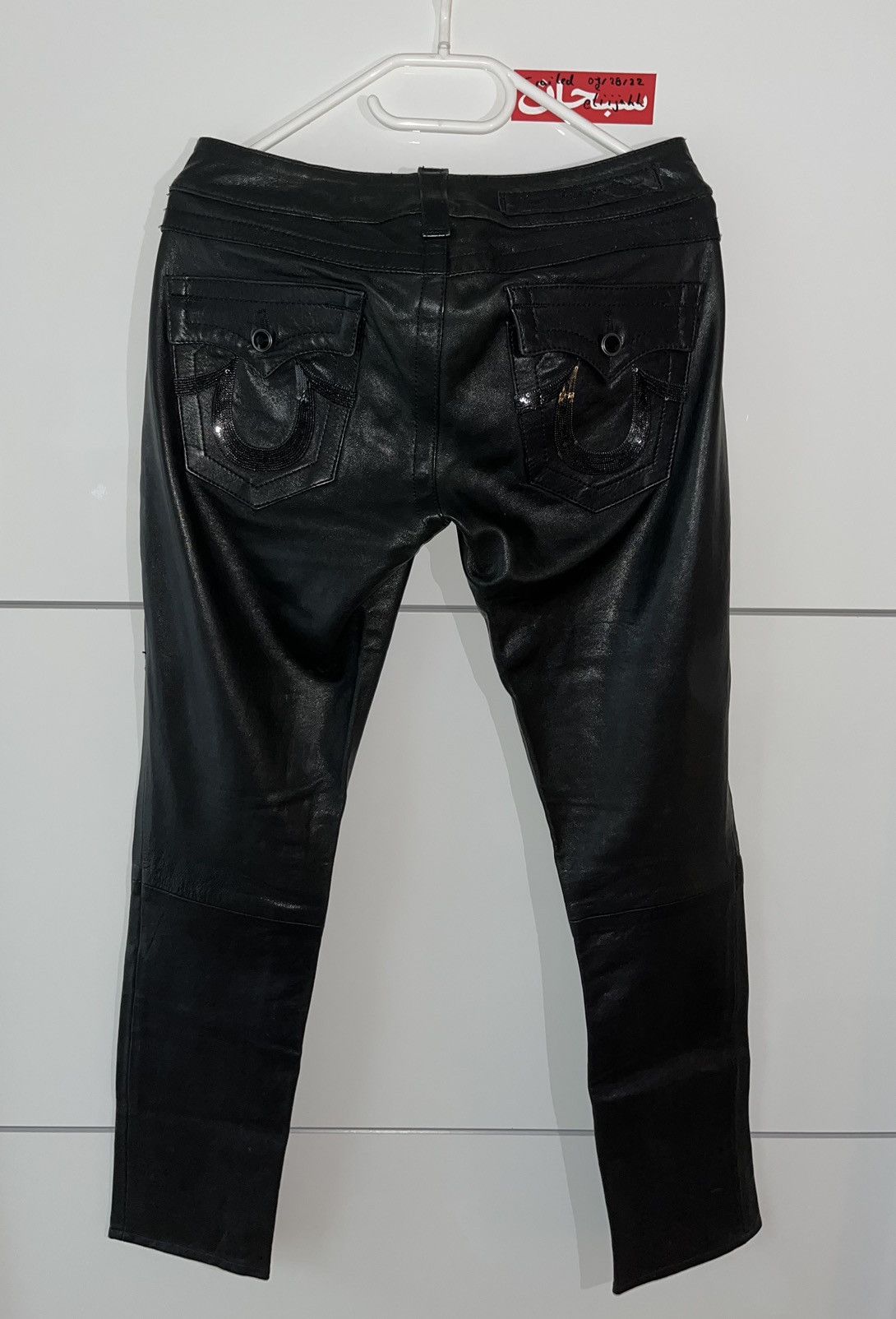 True religion leather fashion pants