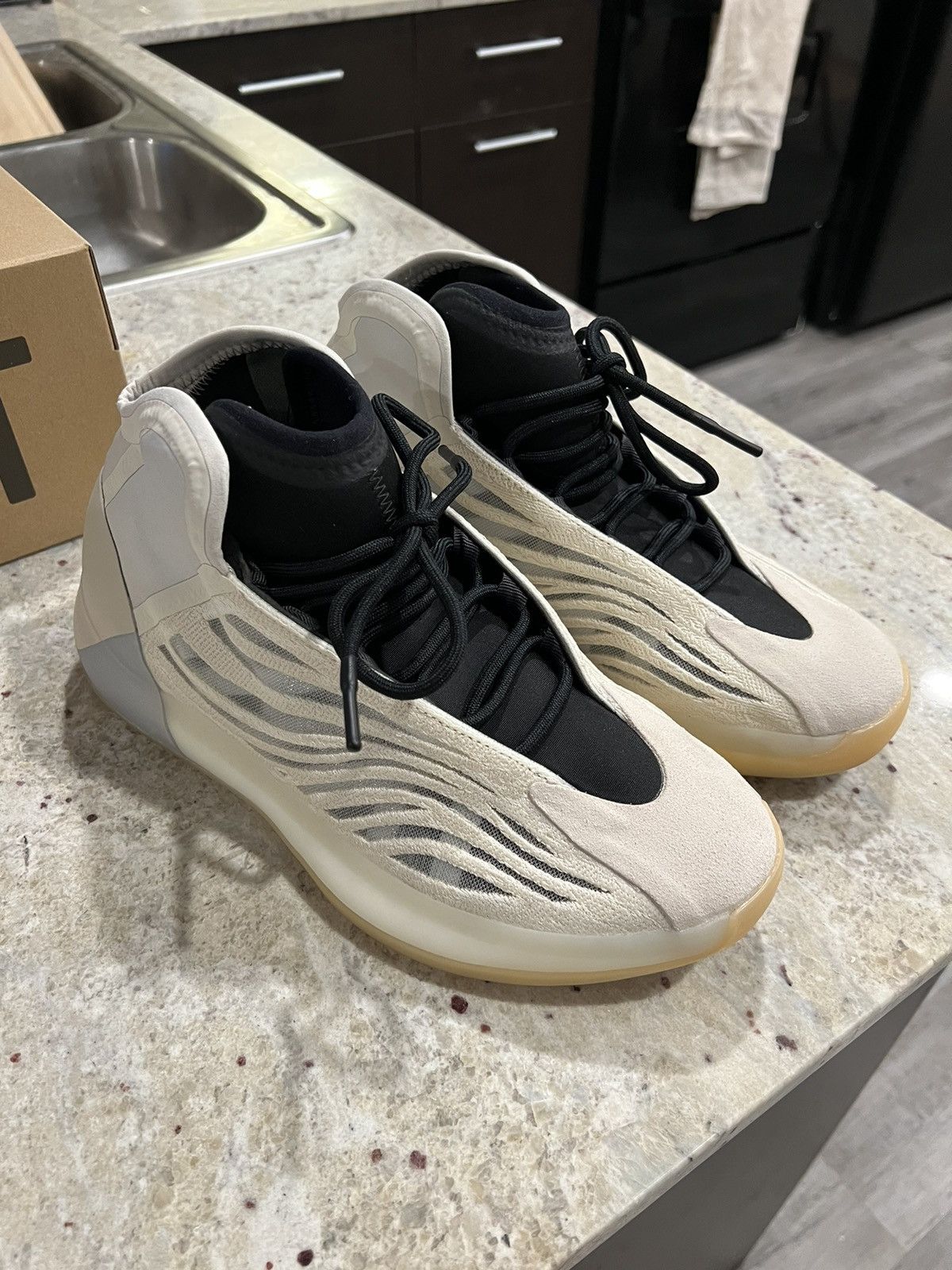 image of Adidas Yeezy Quantum Mist Slate Shoes in Cream, Men's (Size 12)