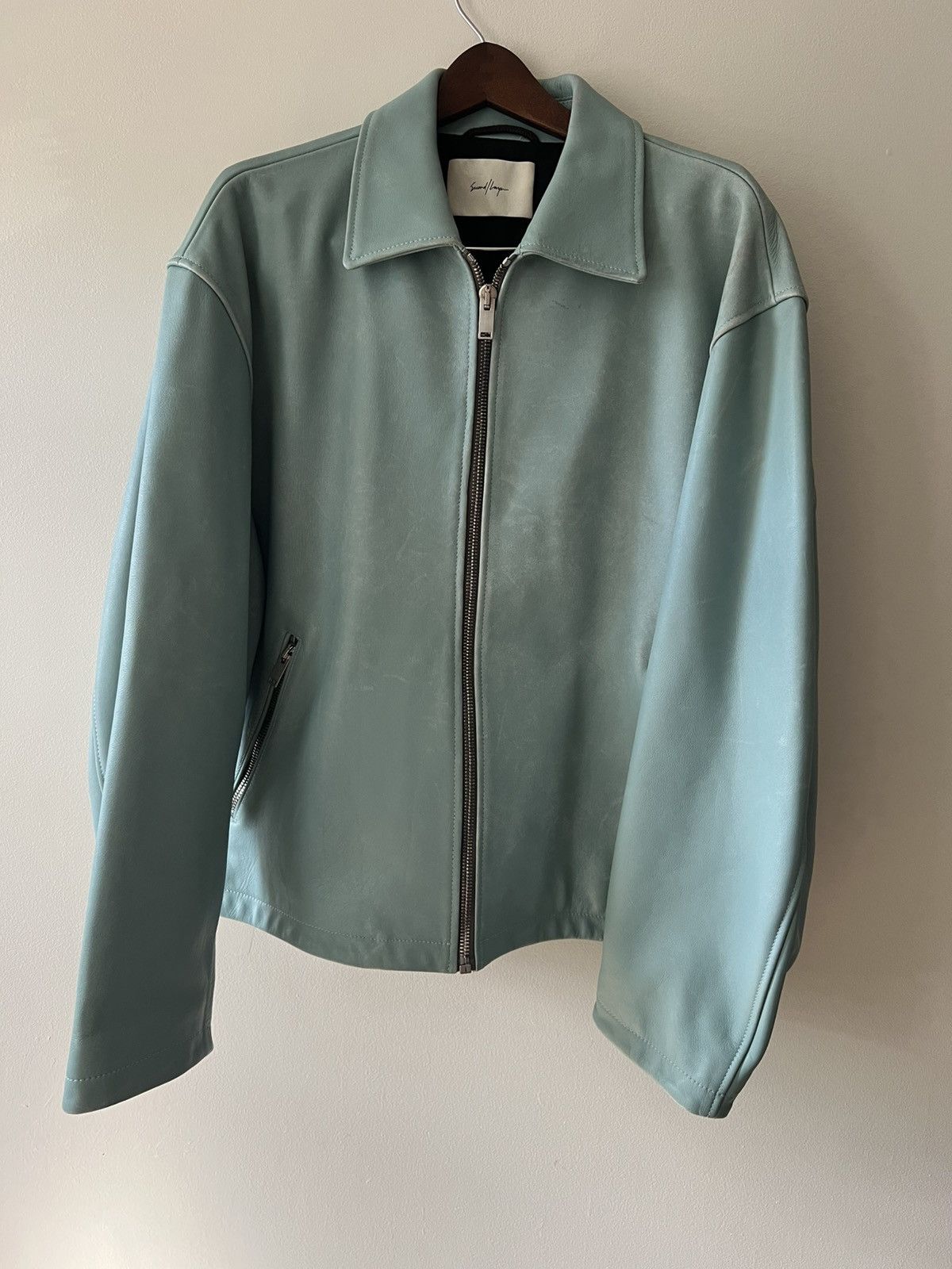 Second/Layer Cropped Leather Jacket in light blue Size US XL / EU 56 / 4 - 1 Thumbnail