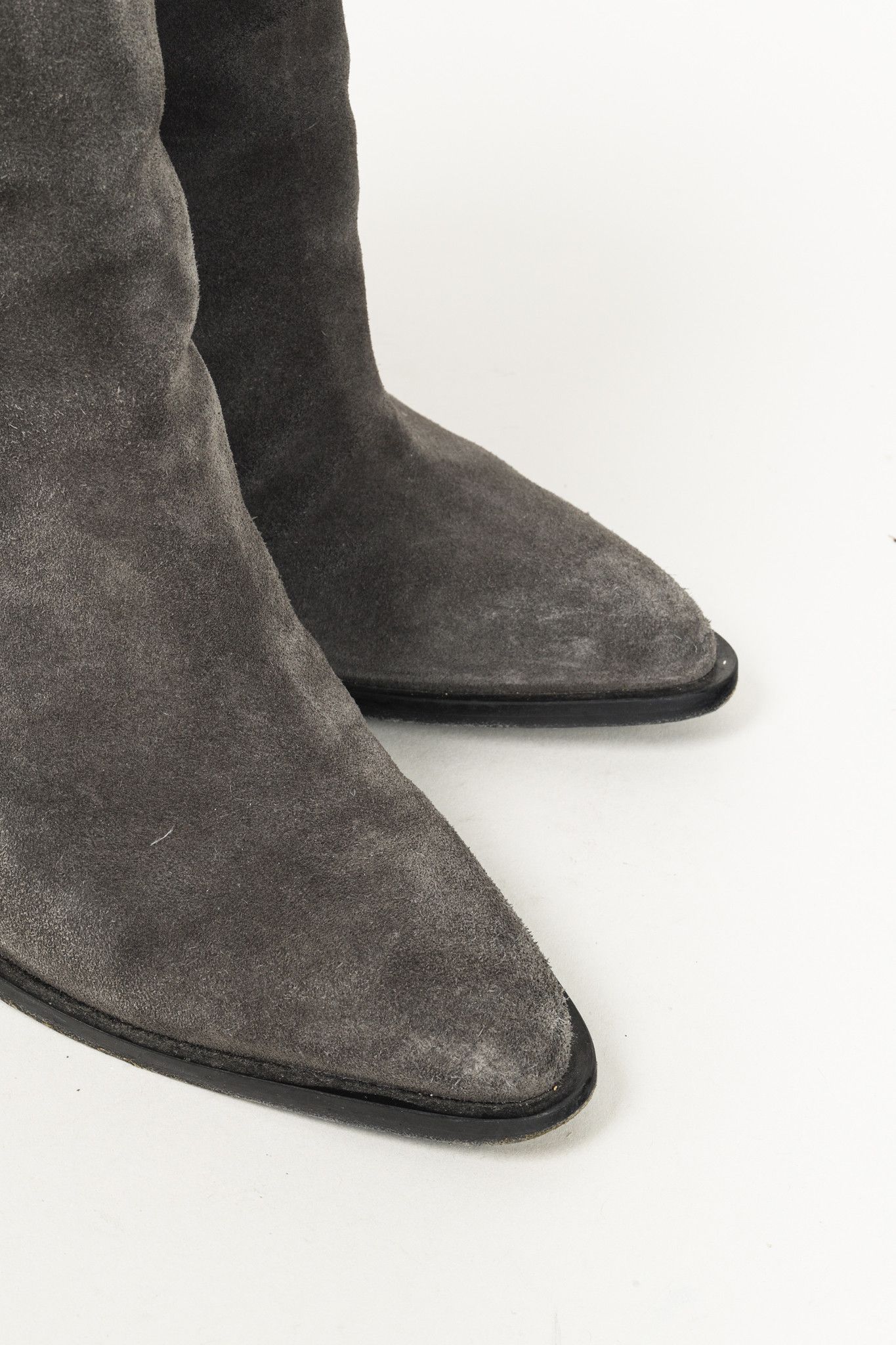 Vince Vince Grey Nubuck Leather Block Heel Point Toe Boots Size US 10 / IT 40 - 6 Thumbnail