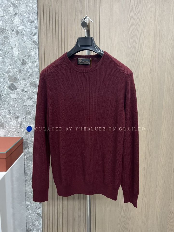 Loro Piana Red Long-Sleeve Knit Sweater Size US L / EU 52-54 / 3 - 1 Thumbnail