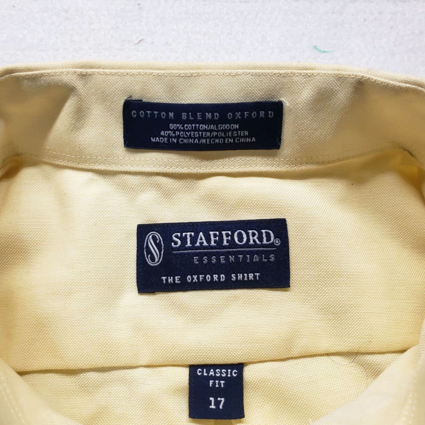 Stafford Stafford Shirt Button-Up Solid Yellow Short Sleeve Adult Mens Size 17 Size US XL / EU 56 / 4 - 3 Thumbnail