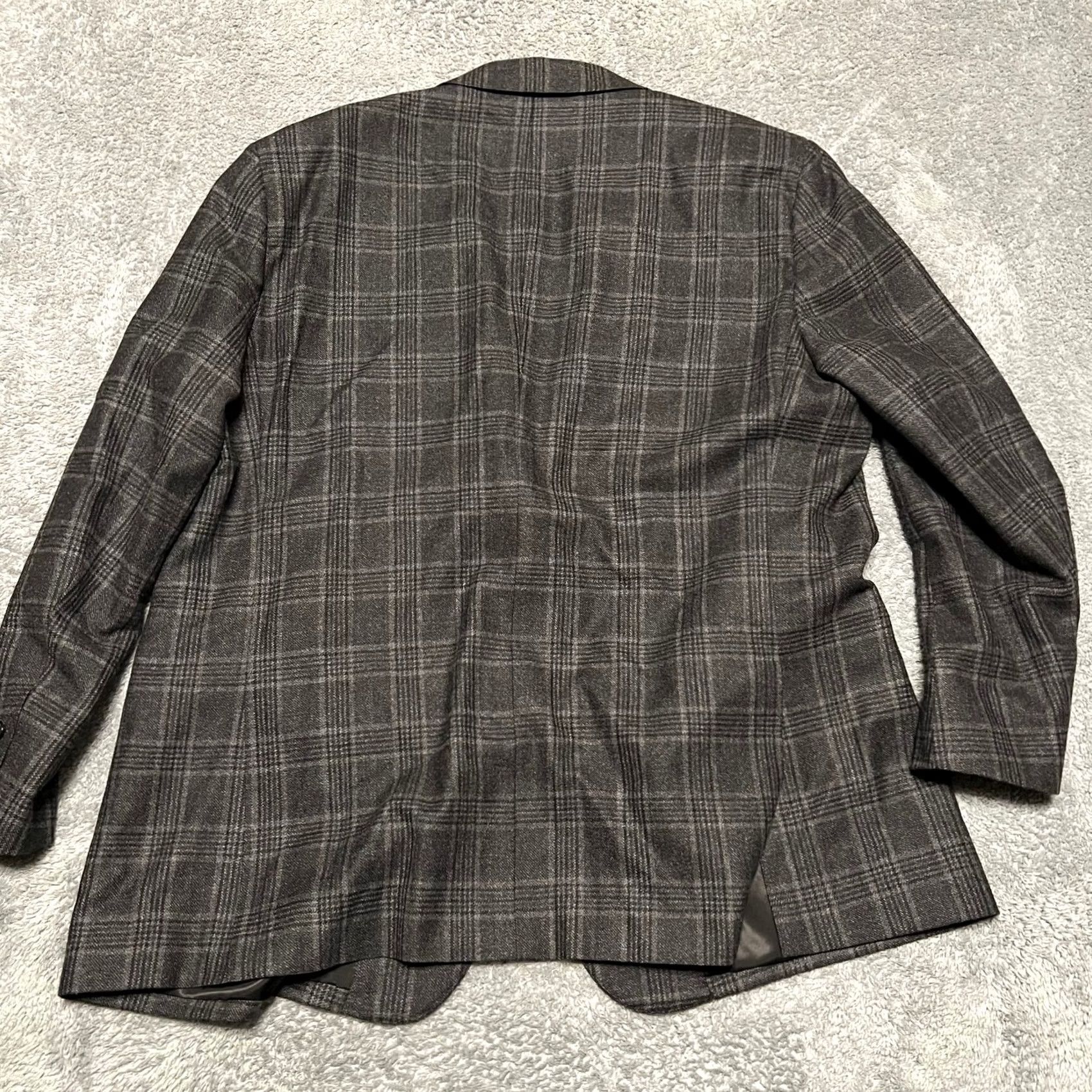 Vintage Baroni Blazer Mens 48R Super 150s Gray Plaid Wool Sport Coat Jacket Size 48R - 3 Thumbnail