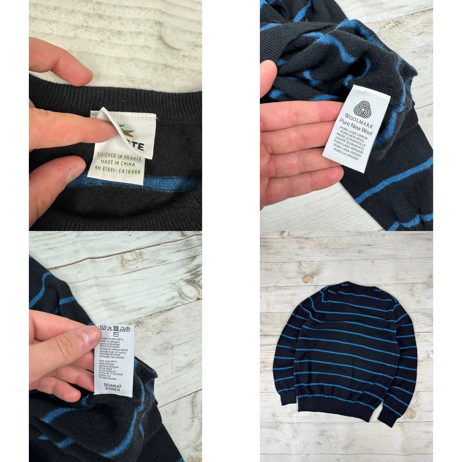Lacoste VINTAGE Lacoste Sweater Knit Striped Black Size L Men Size US L / EU 52-54 / 3 - 8 Thumbnail