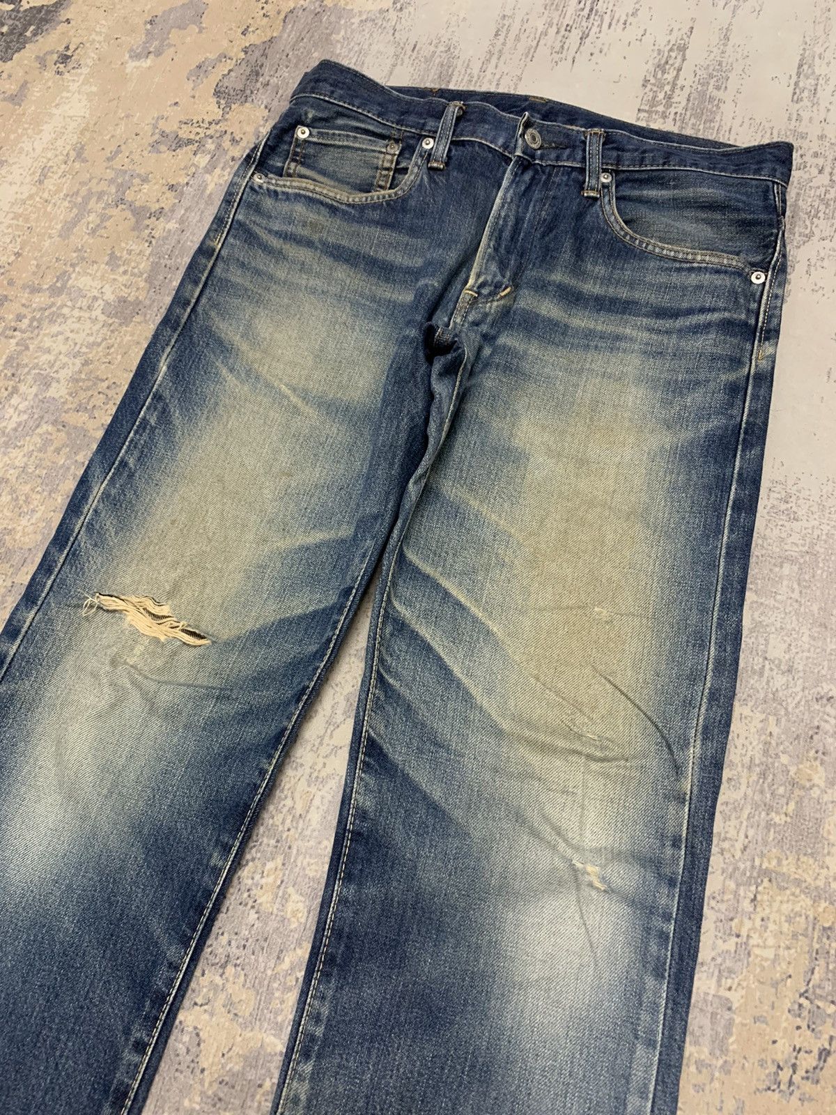Japanese Brand Vintage Edwin Lot 503 Distressed Mud Wash Denim Jeans 32x28 Size US 32 / EU 48 - 3 Thumbnail