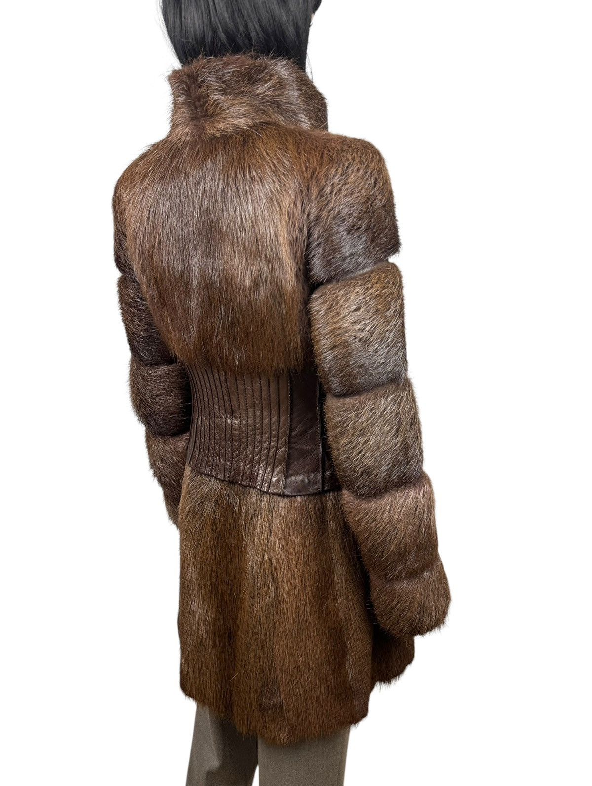 Designer × Genuine Leather Maryna Yaroslavskaya Real Fur Nutria Leather Coat size S Size S / US 4 / IT 40 - 9 Thumbnail