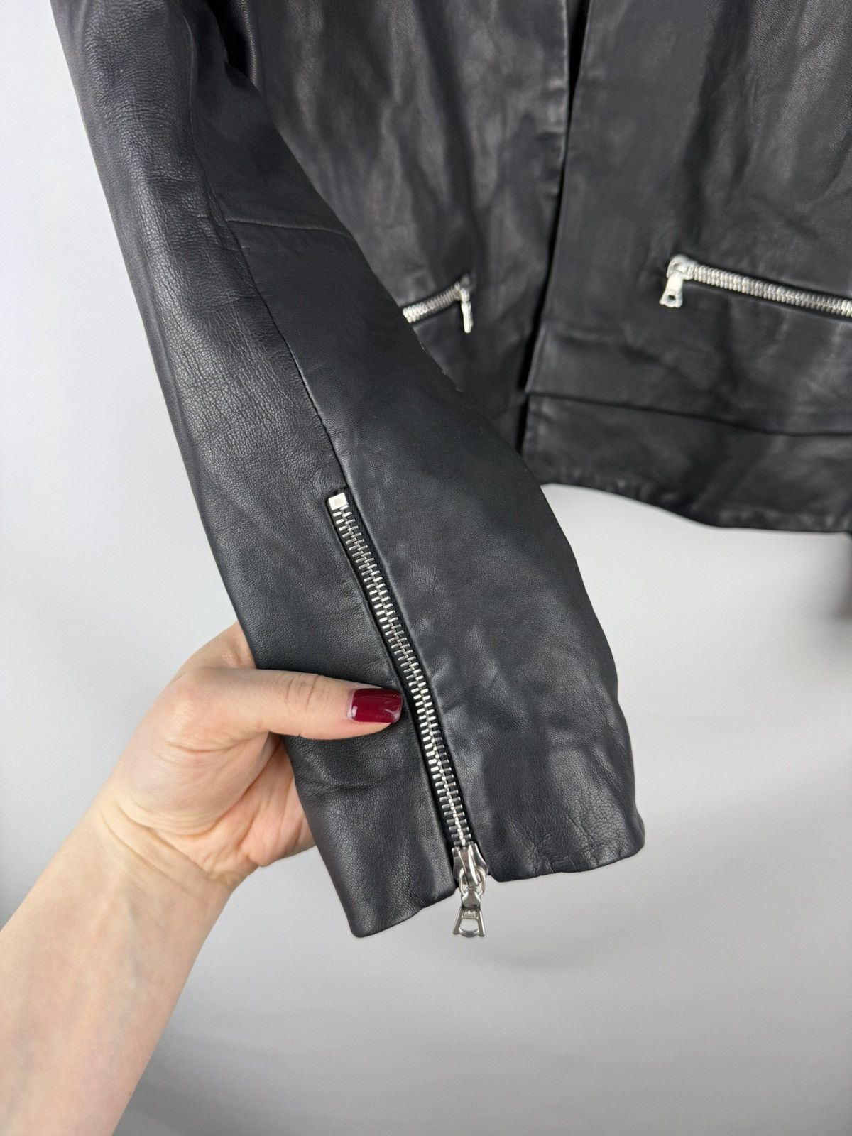 Sandro Sandro Paris Ladies Lamb Leather Biker Jacket Size ~ L Size L / US 10 / IT 46 - 10 Thumbnail