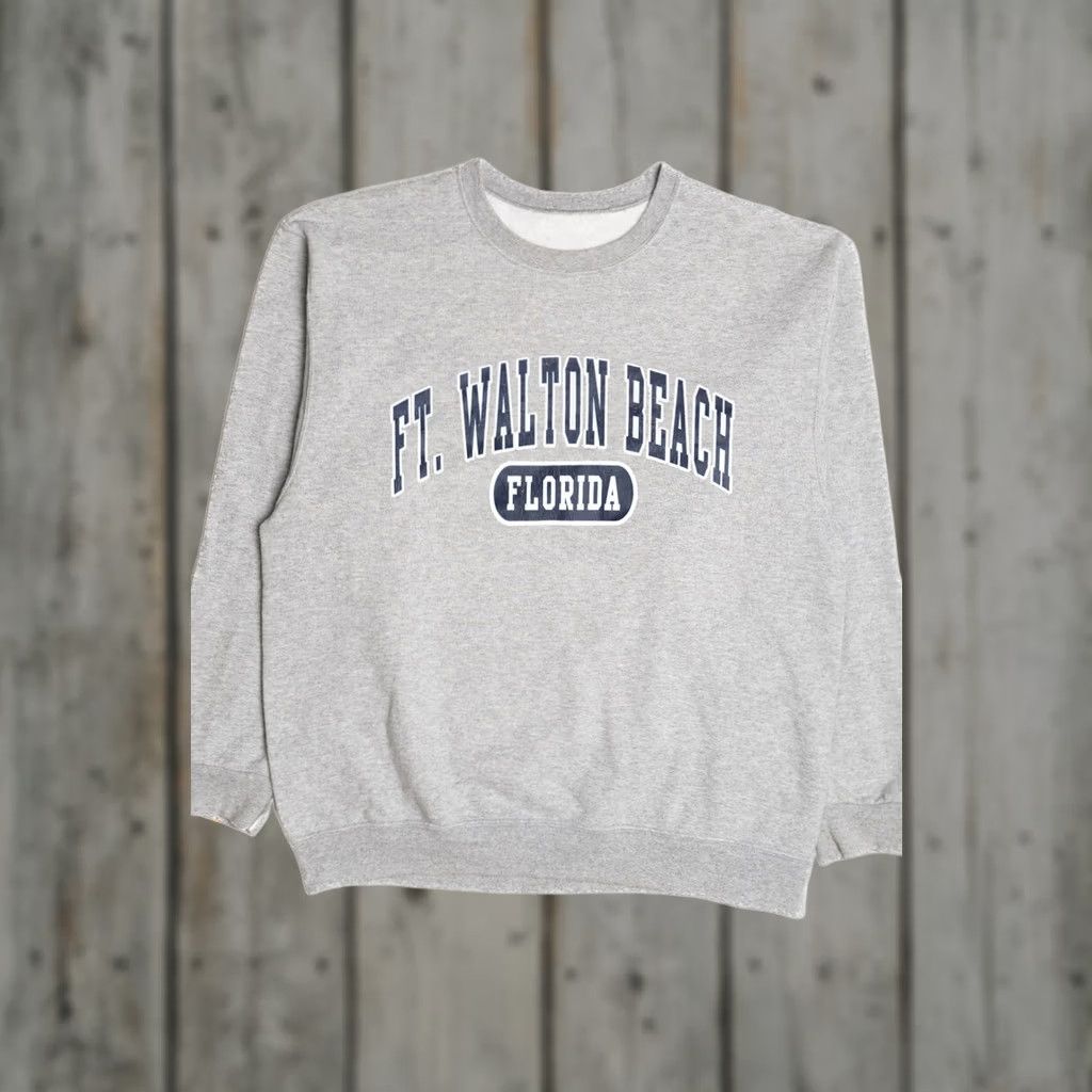Vintage VINTAGE Ft. Walton Beach Florida Sweatshirt Unisex Adults Sweatshirts Grey XL 1990s Pullover Boys Girls Mens Womens Size US XL / EU 56 / 4 - 1 Thumbnail