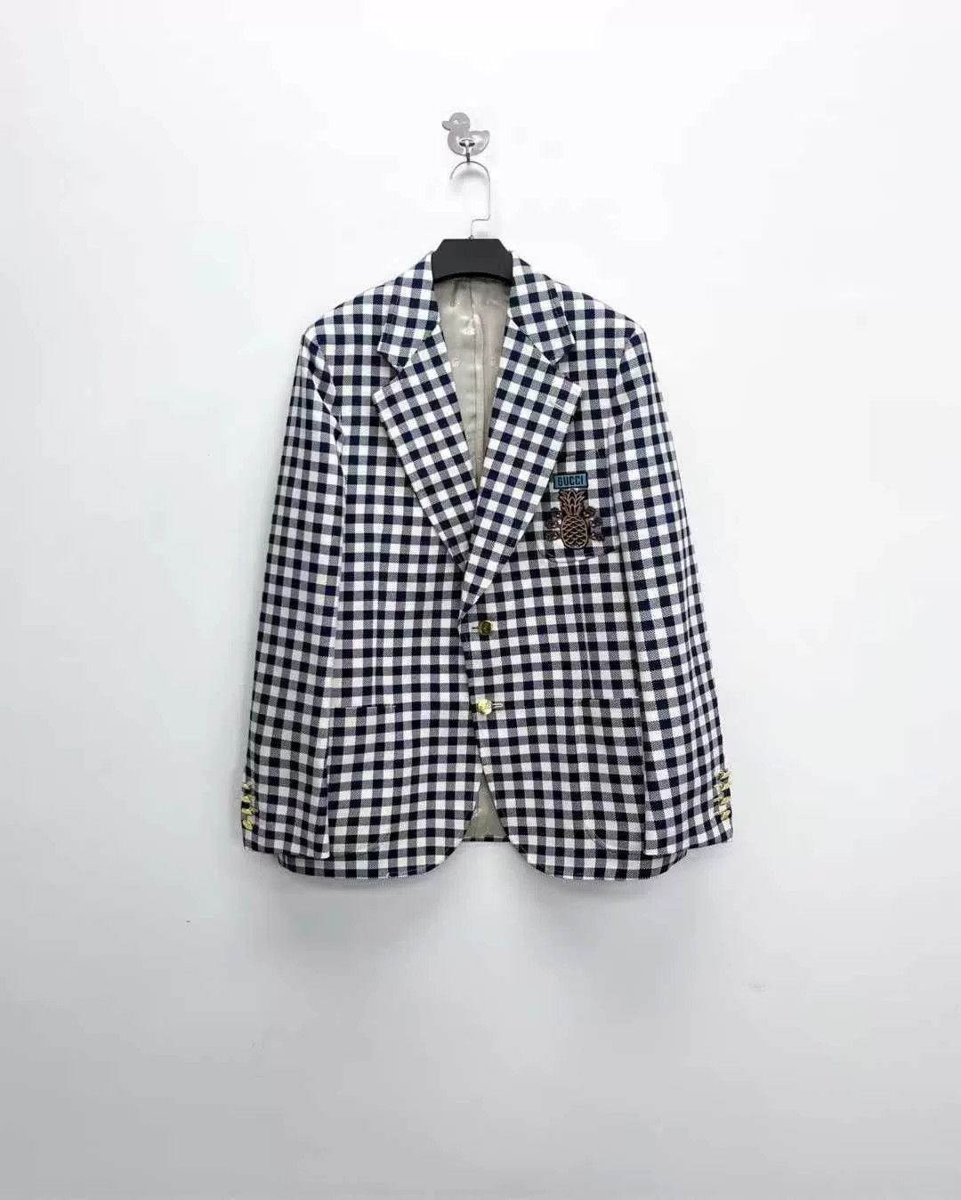 Gucci gucci blue and white checkered embroidered jacket Size US L / EU 52-54 / 3 - 1 Thumbnail
