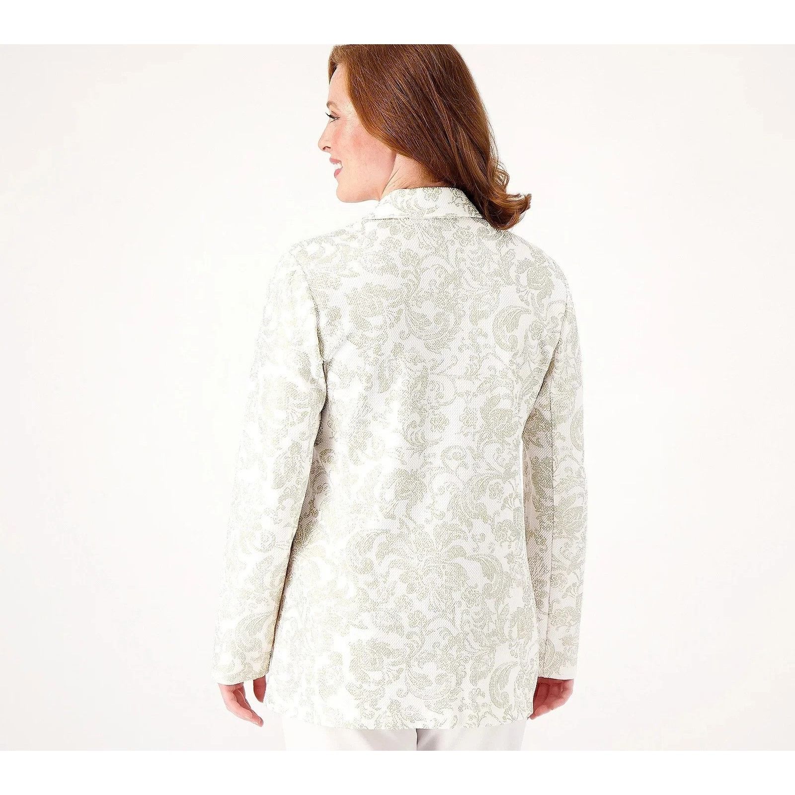 Susana Monaco GRAVER Susan Graver Metallic Print Knit Top Petite L A696328 Size L / US 10 / IT 46 - 2 Thumbnail