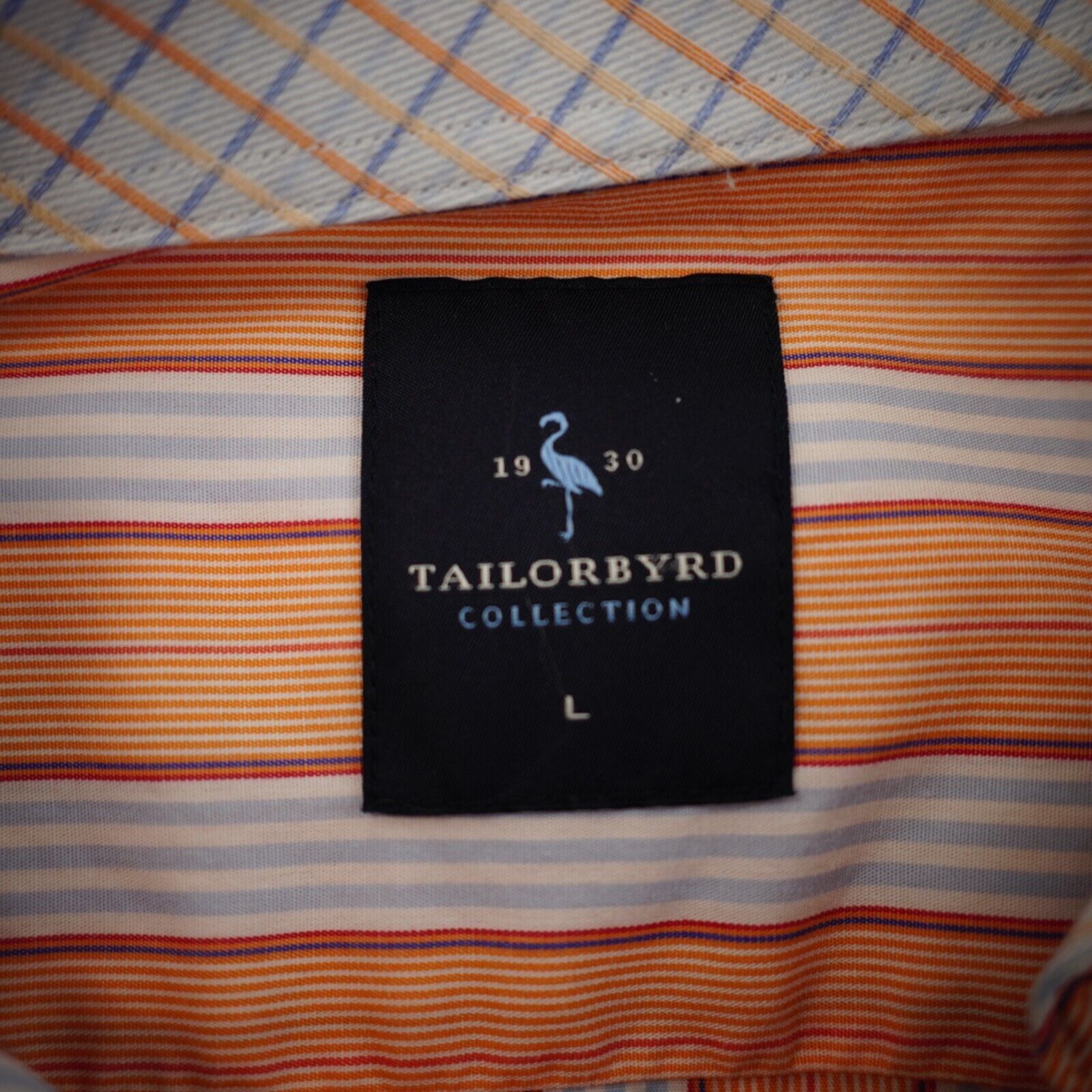 Tailorbyrd Tailorbyrd Orange Blue Striped Flip Cuff Pocket Large Collar Size US L / EU 52-54 / 3 - 10 Thumbnail