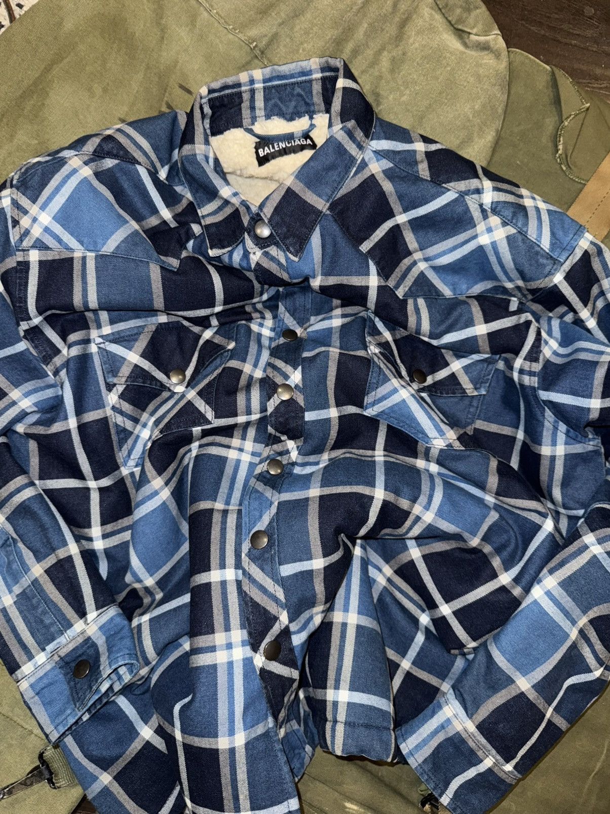 Balenciaga Balenciaga oversized flannel shearling shirt jacket Size US XL / EU 56 / 4 - 2 Thumbnail