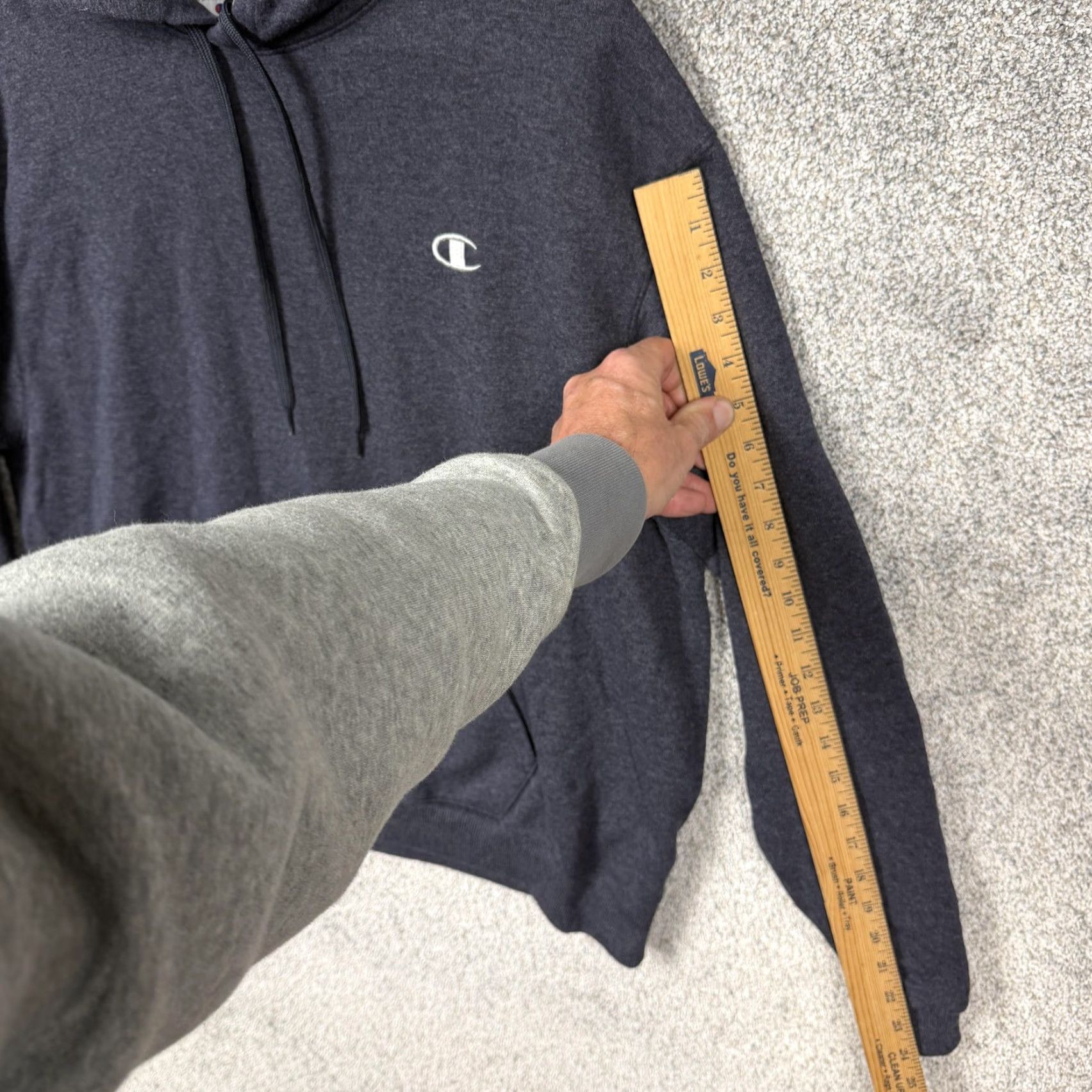 Champion Champion Hoodie Mens Large Blue Gray Fleece Pullover Kangaroo Pocket Size US L / EU 52-54 / 3 - 4 Thumbnail