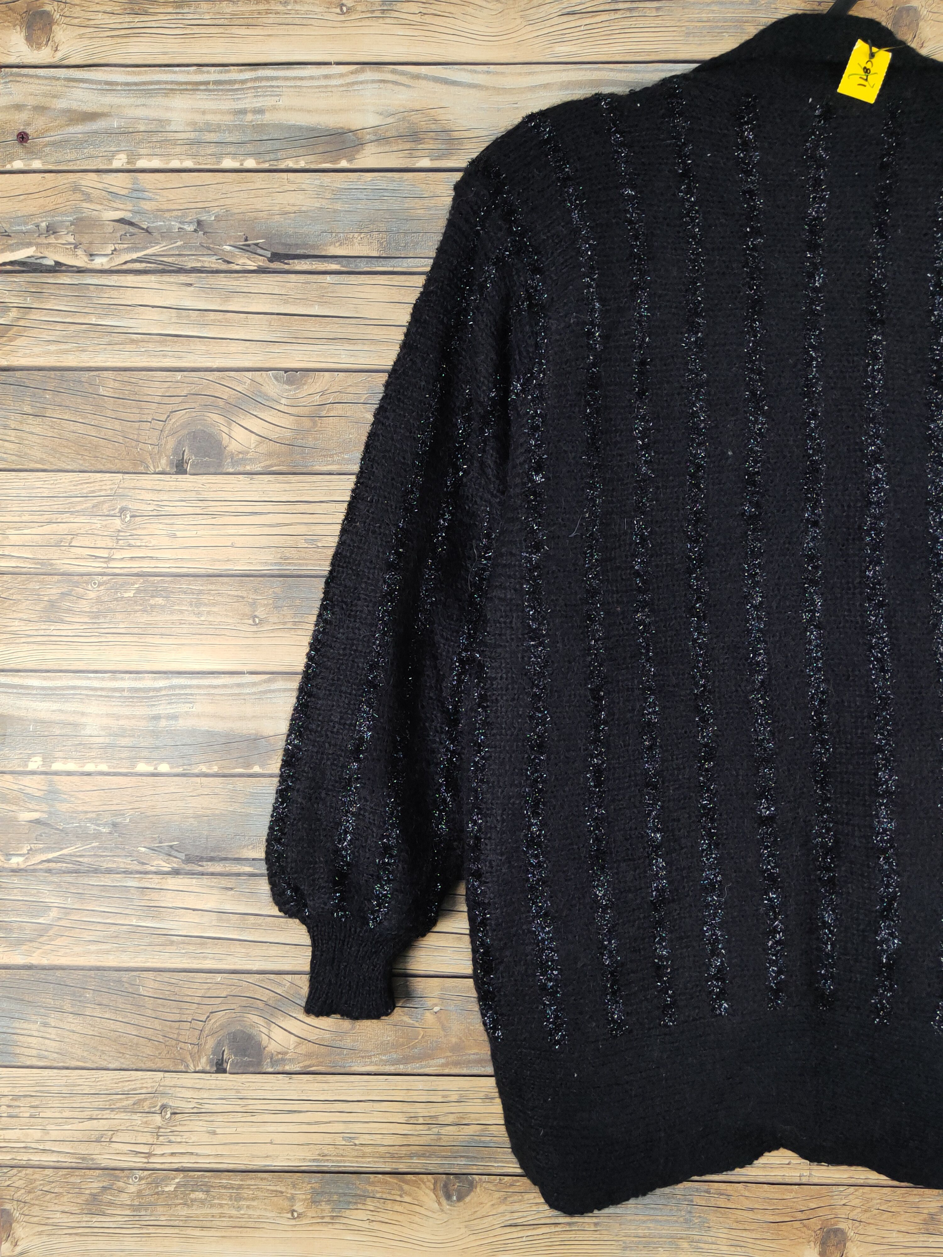 Homespun Knitwear Femme de Jour Black Knitwear Cardigan #W2116 Size L / US 10 / IT 46 - 8 Thumbnail