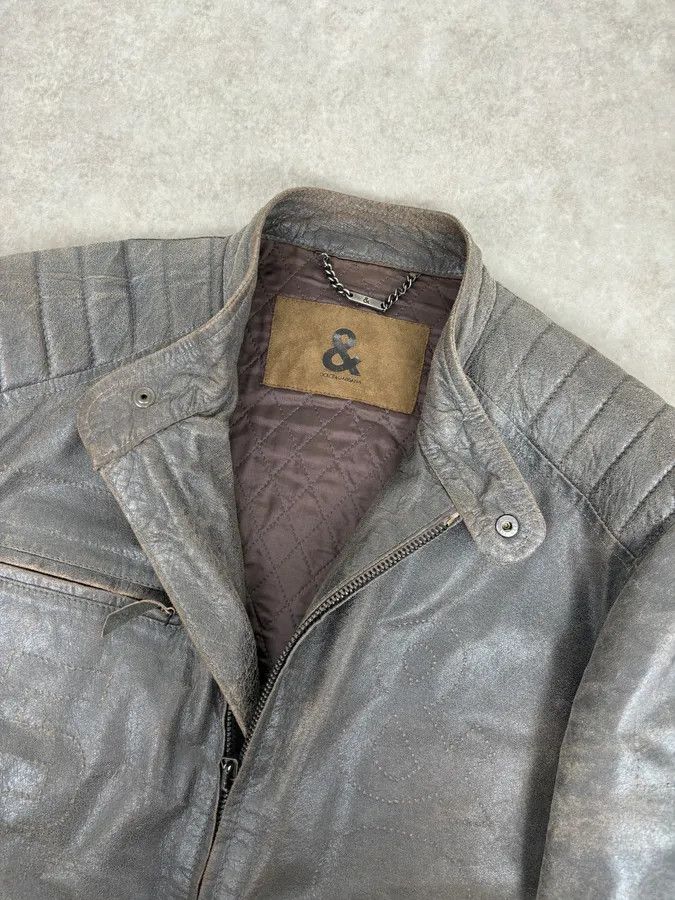 Dolce & Gabbana 1990s Dolce & Gabbana Avant-Garde Grey Moto Leather Jacket Size US L / EU 52-54 / 3 - 5 Thumbnail