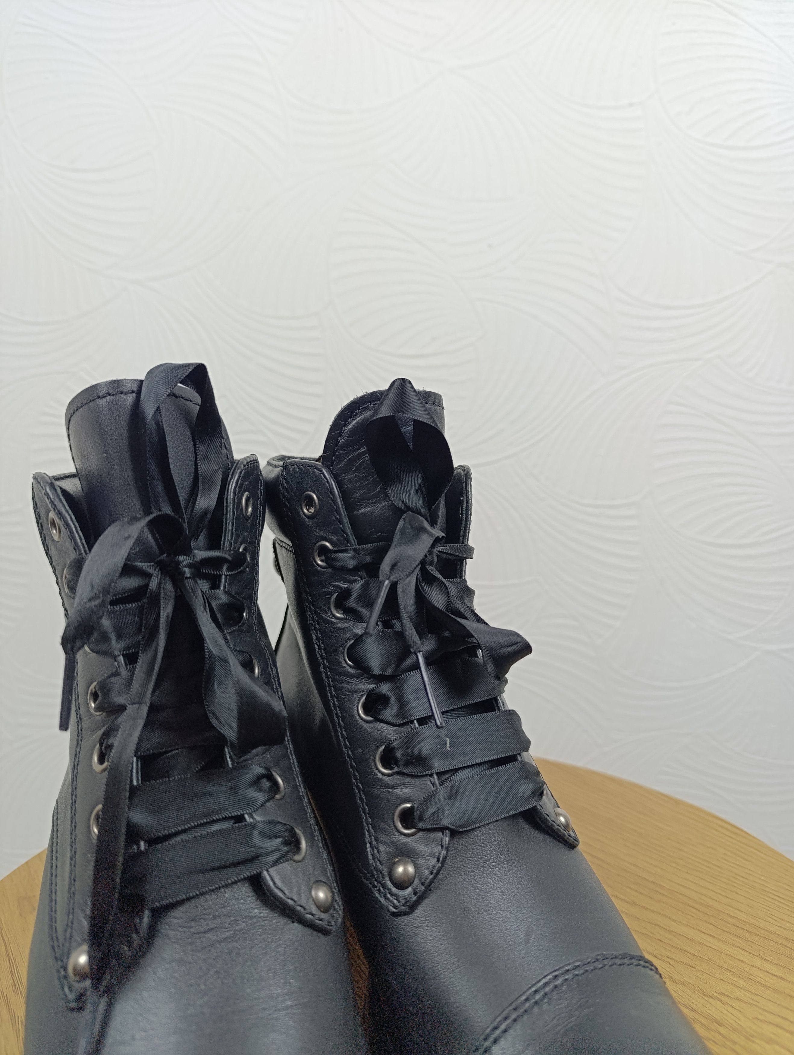 Miu Miu MIU MIU BLACK HIGH HEEL BIKER LACE UP BOOTS SIZE 39 Size US 9 / IT 39 - 7 Thumbnail