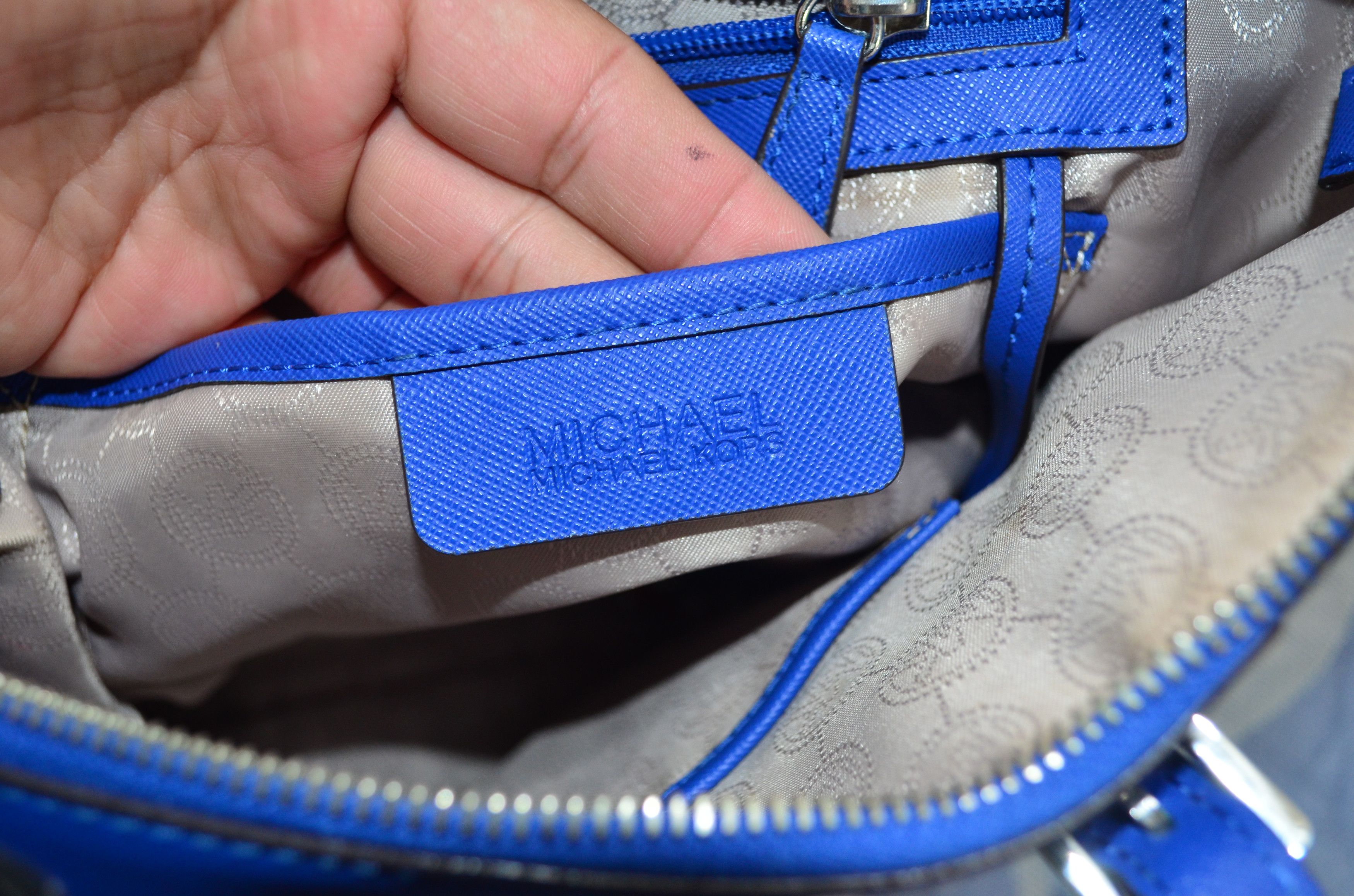 Michael Kors Blue Leather Tote Bag