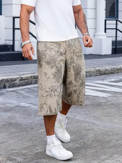Japanese Brand × Vintage Tie Dye Loose Y2k Shorts Jorts Denim Size US 36 / EU 52 - 2 Thumbnail